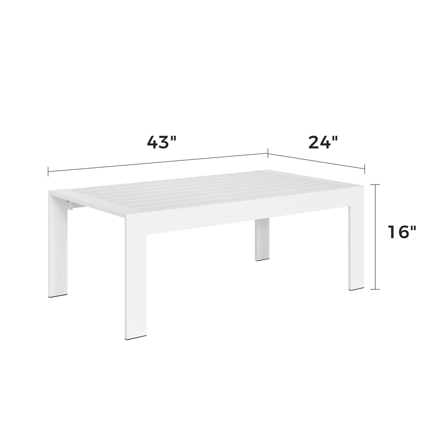 CozyHom Outdoor Patio Furniture Metal Coffee Table, Rectangle Side Table Metal End Table Small Patio Coffee Table For Porch Yard Balcony Garden, White