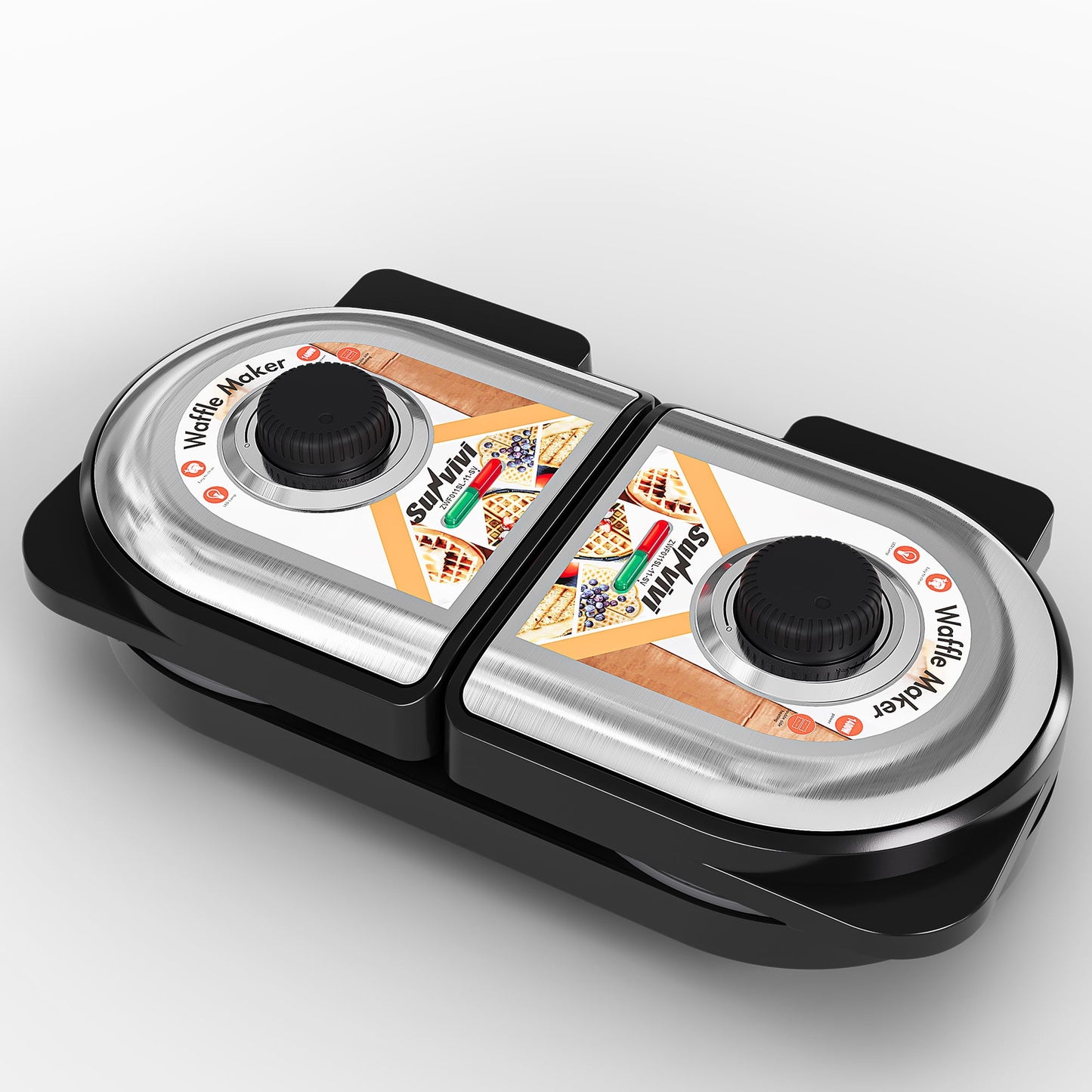 Heynemo Double Waffle Maker with Adjustable Temp, Heart Waffle & Classic Waffle Iron