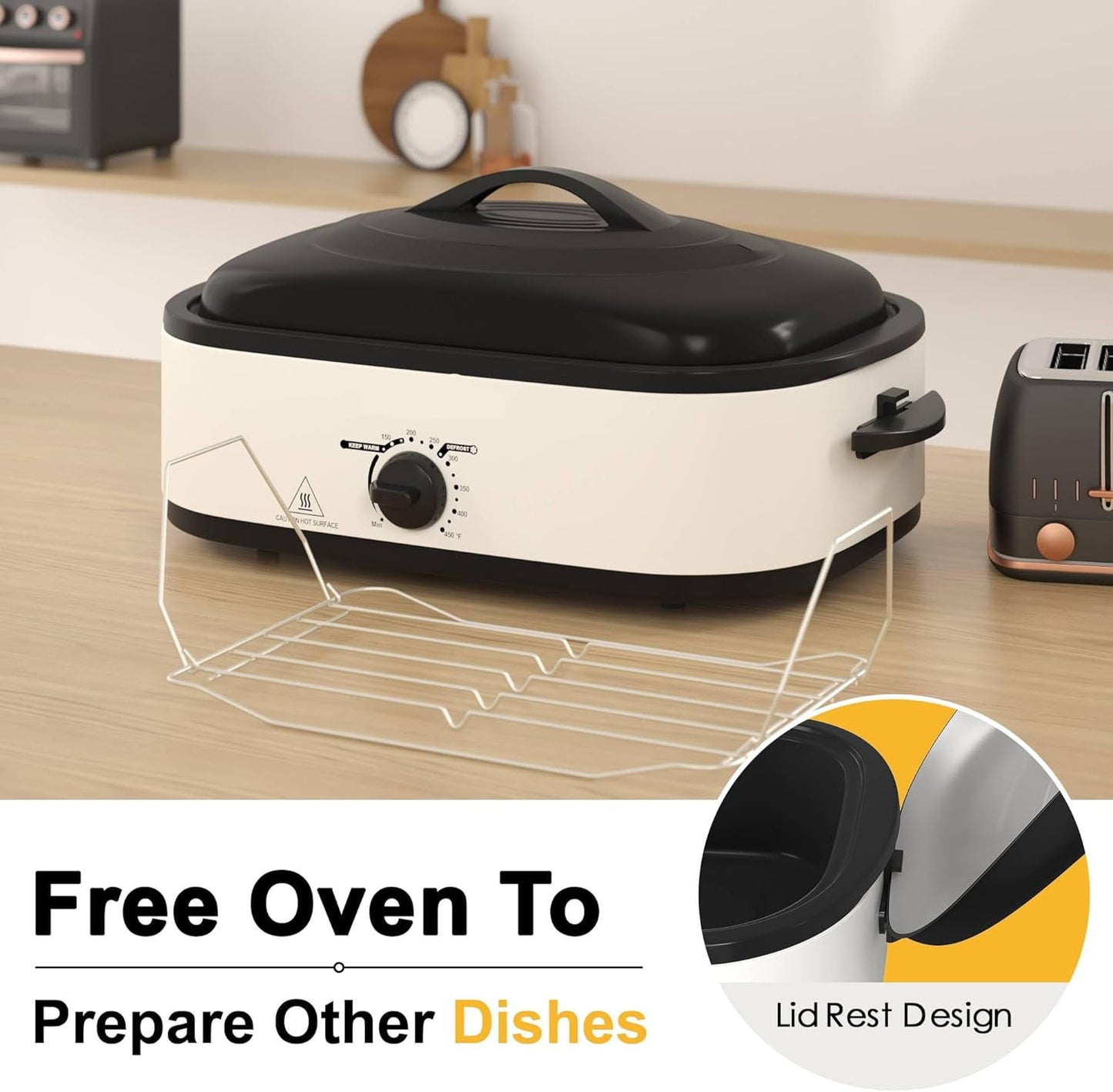 Superjoe Electric Nonstick Stainless Steel Roasting Pan with Self-Basting Lid