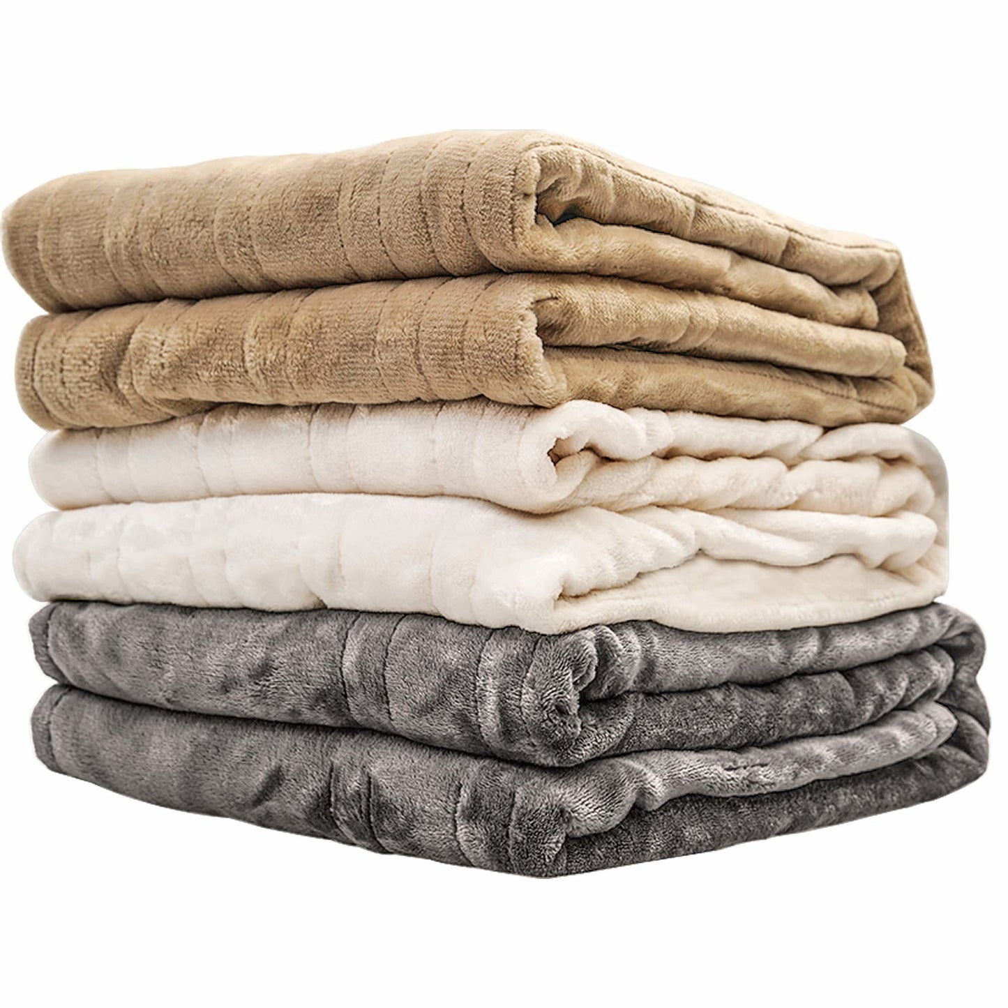 SUNVIVI 60" x 50" Heated Throw Blanket, Auto Shut-Off with 4 Heat Settings, Double-Layer Flannel, Gray