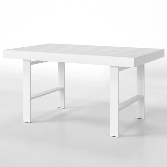 Superjoe Outdoor Aluminum Dinning Table All-Weather Metal Rectangle Table Heavy Duty Modern Patio Furniture for Balcony Garden, White