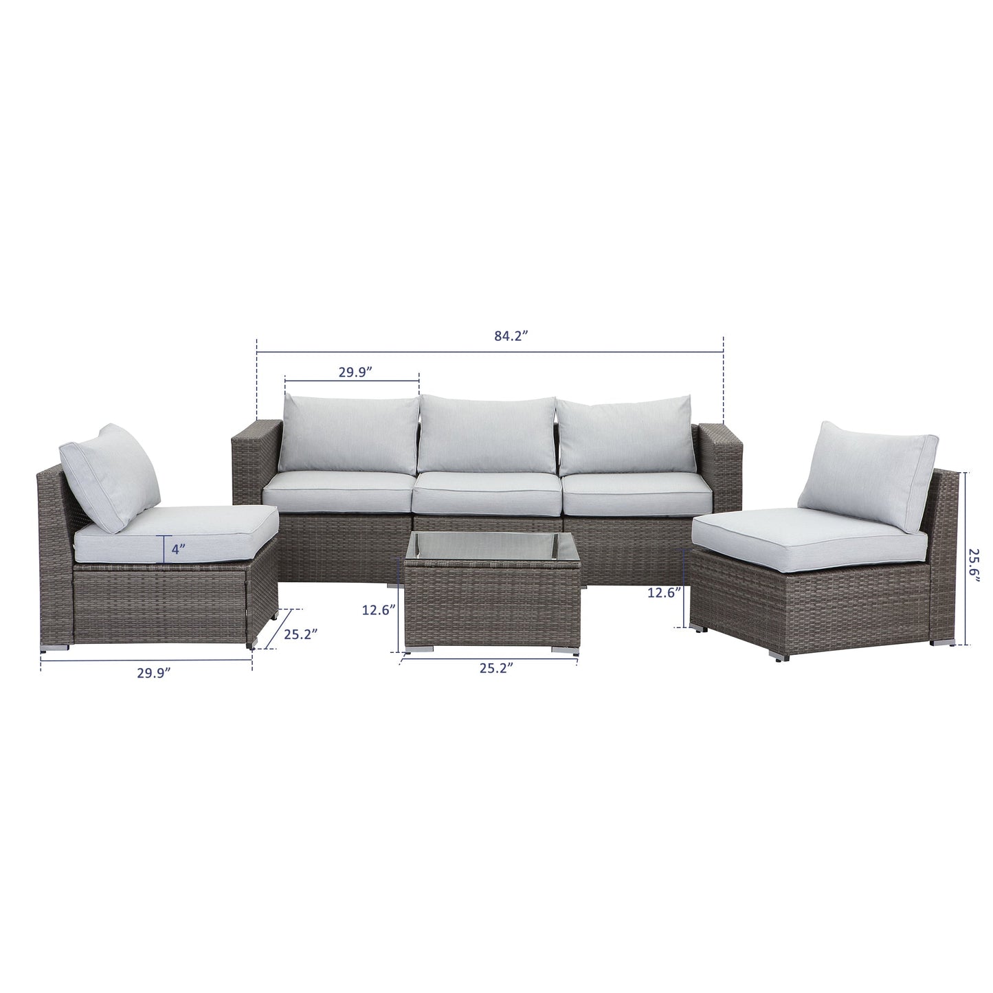 6 Piece Outdoor Sectional Furniture Set