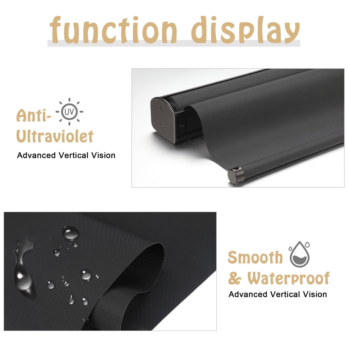 Superjoe 6x8 ft Crank Outdoor Operated Roller Shade Patio Cordless Blinds 95% Block, Black