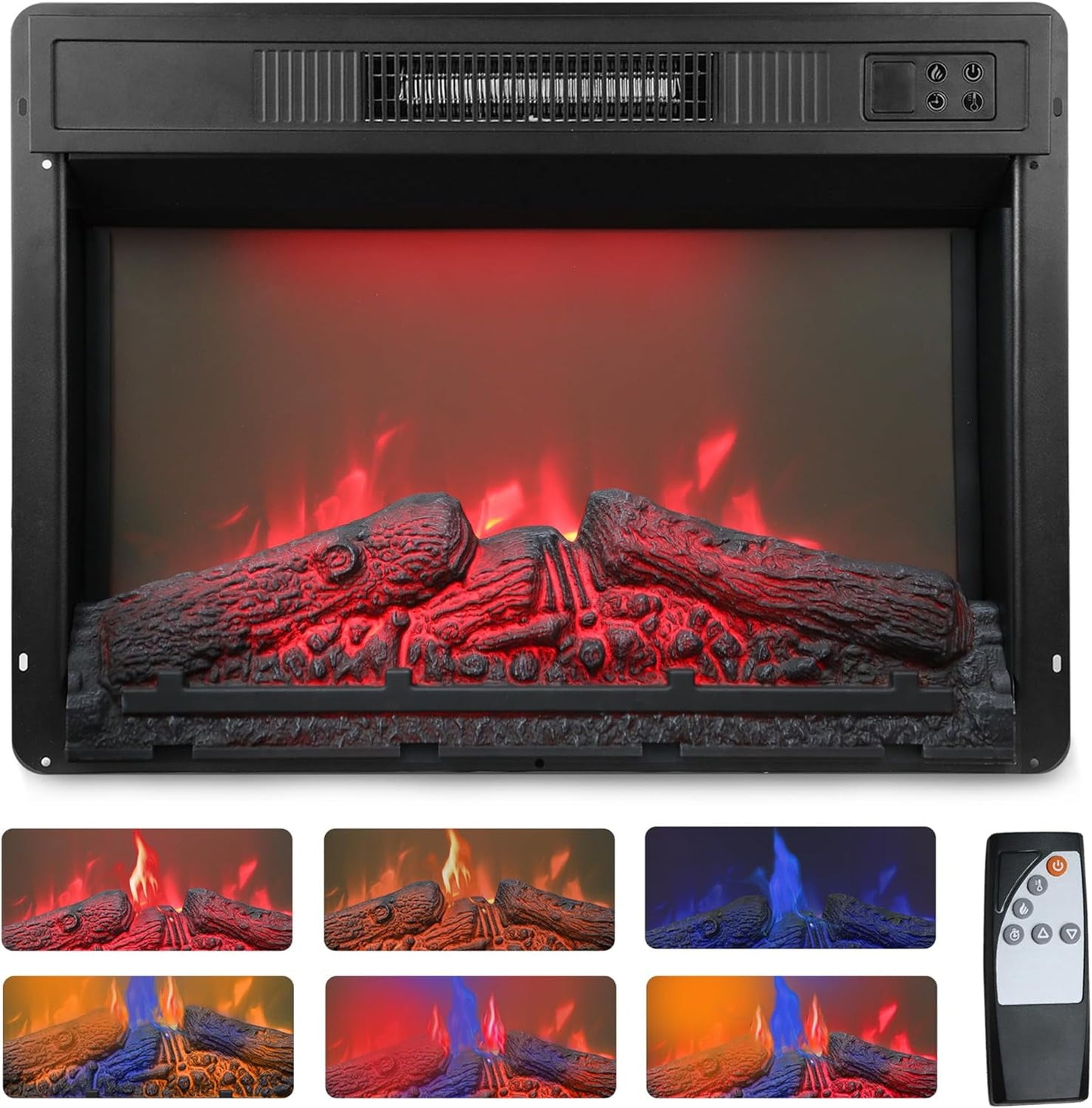 CozyHom 23 Inch Electric Fireplace, Recessed Wall Mounted Electric Fireplace Inserts, Adjustable Flame Colors & Temp Fireplace with Touch Screen and Remote Control