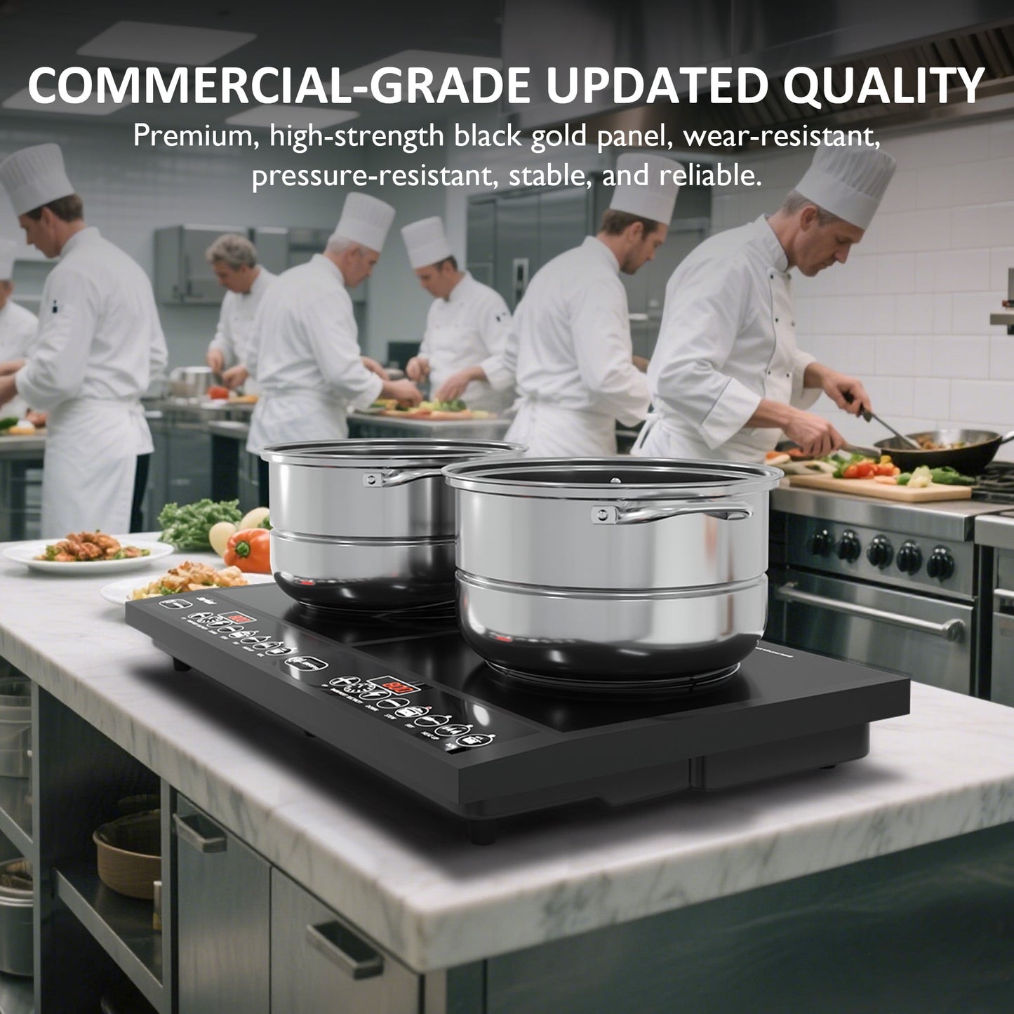 Sunvivi Portable Dual Induction Cooktop, Commercial-Grade Electric Countertop Burner with Timer, Induction Hot Plate with LED Screen, 8 Power(100W-1000W/800W) & 8 Temp Setting(176°F-518°F), Black
