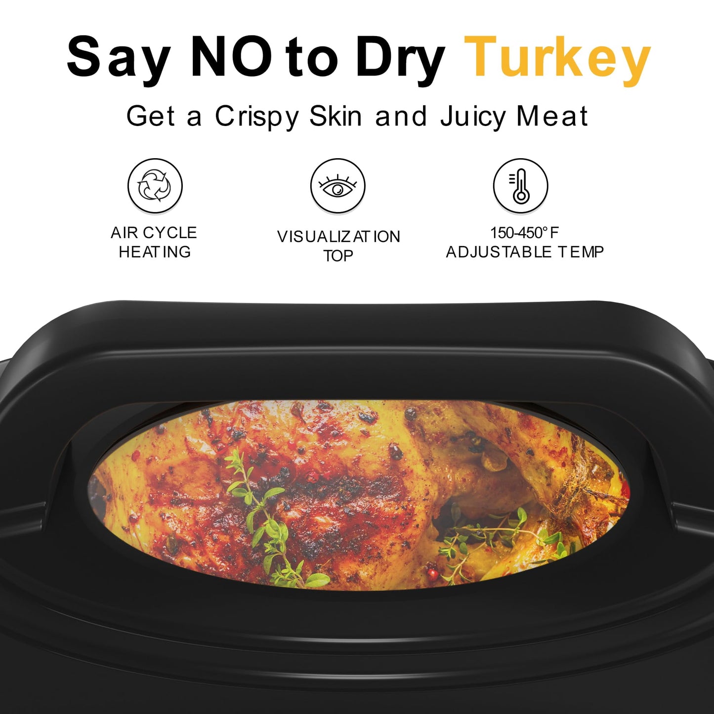 Heynemo 26-Quart Electric Roaster Oven with Viewing Lid, Defrost/Warm Function, Blue