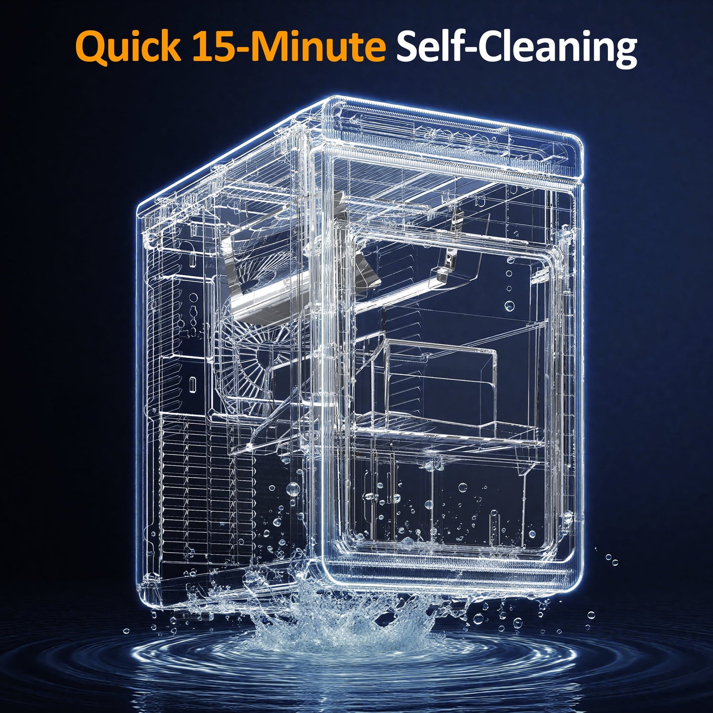 Heynemo Clear Ice Maker for Home – Compact Countertop Ice Machine with 1.6" Square Ice Cubes, Self-Cleaning, LED Light & Timer, Portable Electric Ice Maker for Kitchen, Bar, RV, Black