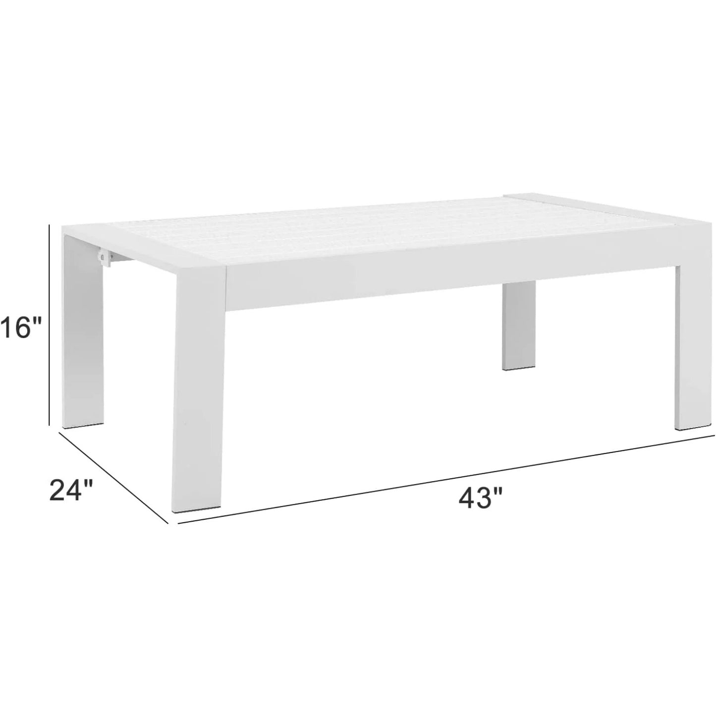 Superjoe Outdoor PatioAluminum Furniture Coffee Table All-Weather Outdoor Metal Coffee Table Modern Rectangle Coffee Table for Balcony Garden, Light Grey