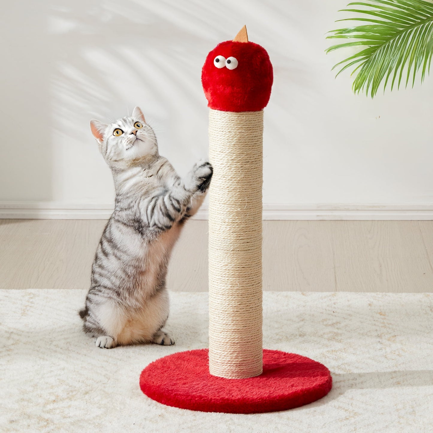 Heynemo 22-Inch Cat Scratching Post , Durable Sisal Scratch Post for Indoor Cats, Monster-Shaped Cat Scratcher for Kittens & Large Cats, Red