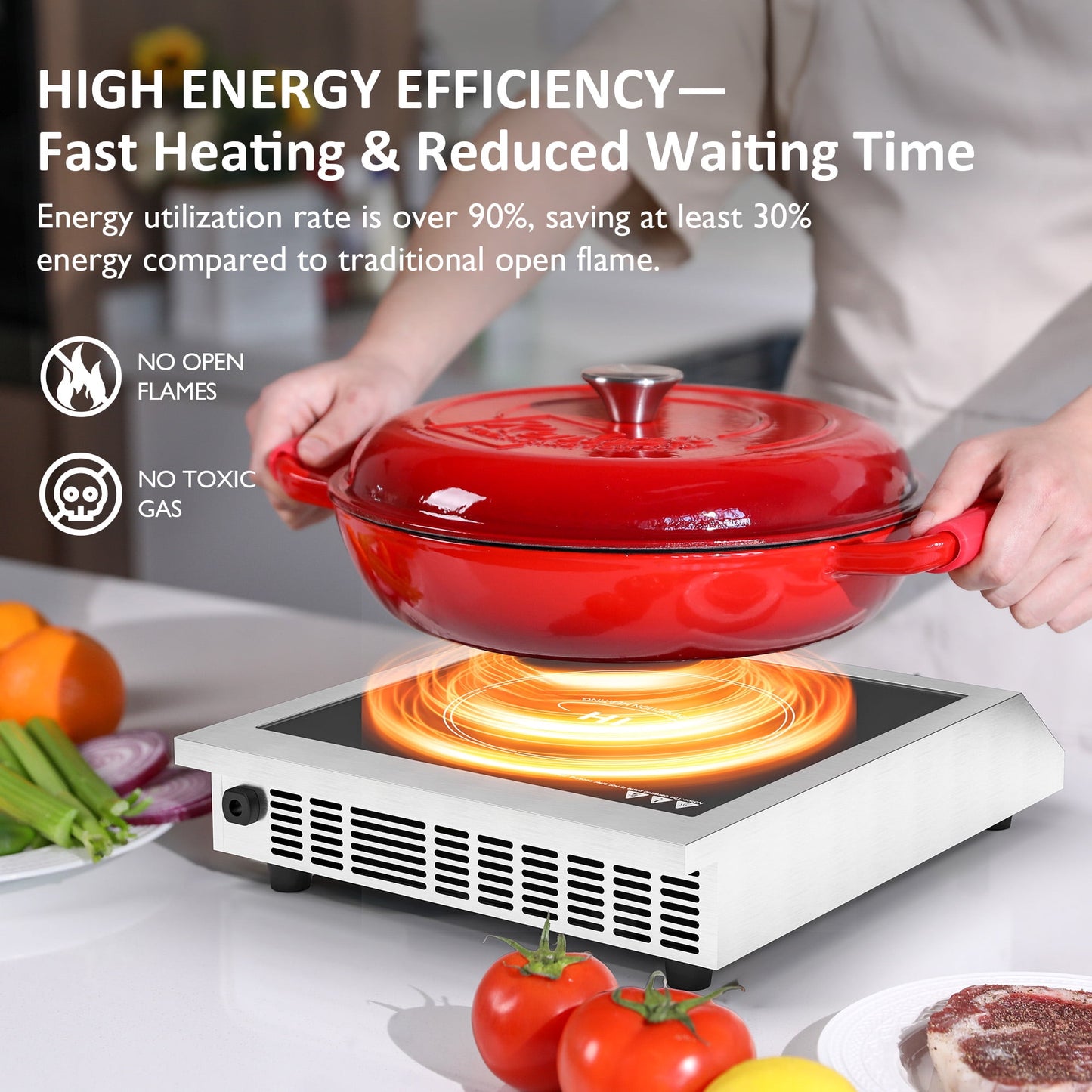 Sunvivi 1800W Portable Induction Cooktop, Commercial-Grade Electric Countertop Burner with Timer, Induction Hot Plate with LED Screen, 10 Power(100W-1800W), 14 Temp Setting(140¡ãF-536¡ãF),Black