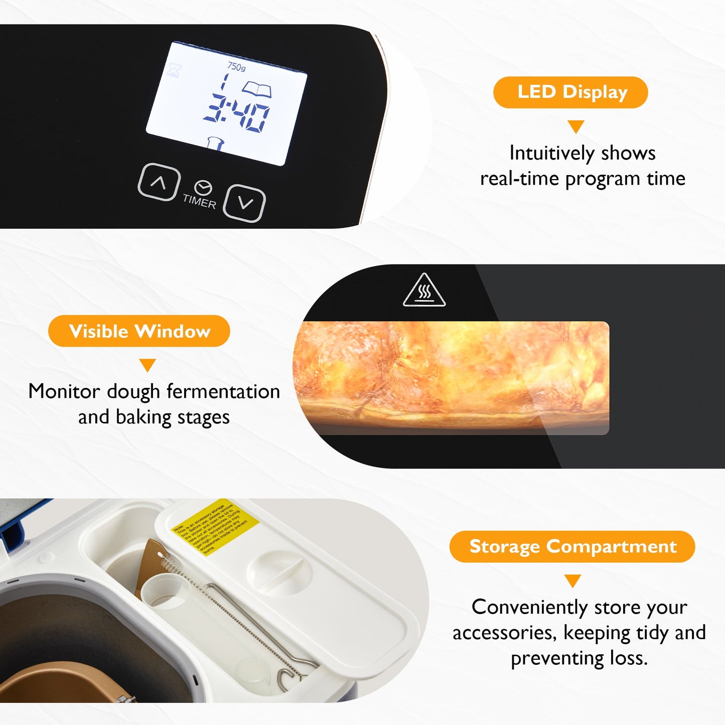 Heynemo 2.2LB Bread Maker, 21 Programs, 3 Loaf Sizes & Crust Colors, Digital Touch Panel, 15H Timer, Keep Warm Function, Blue