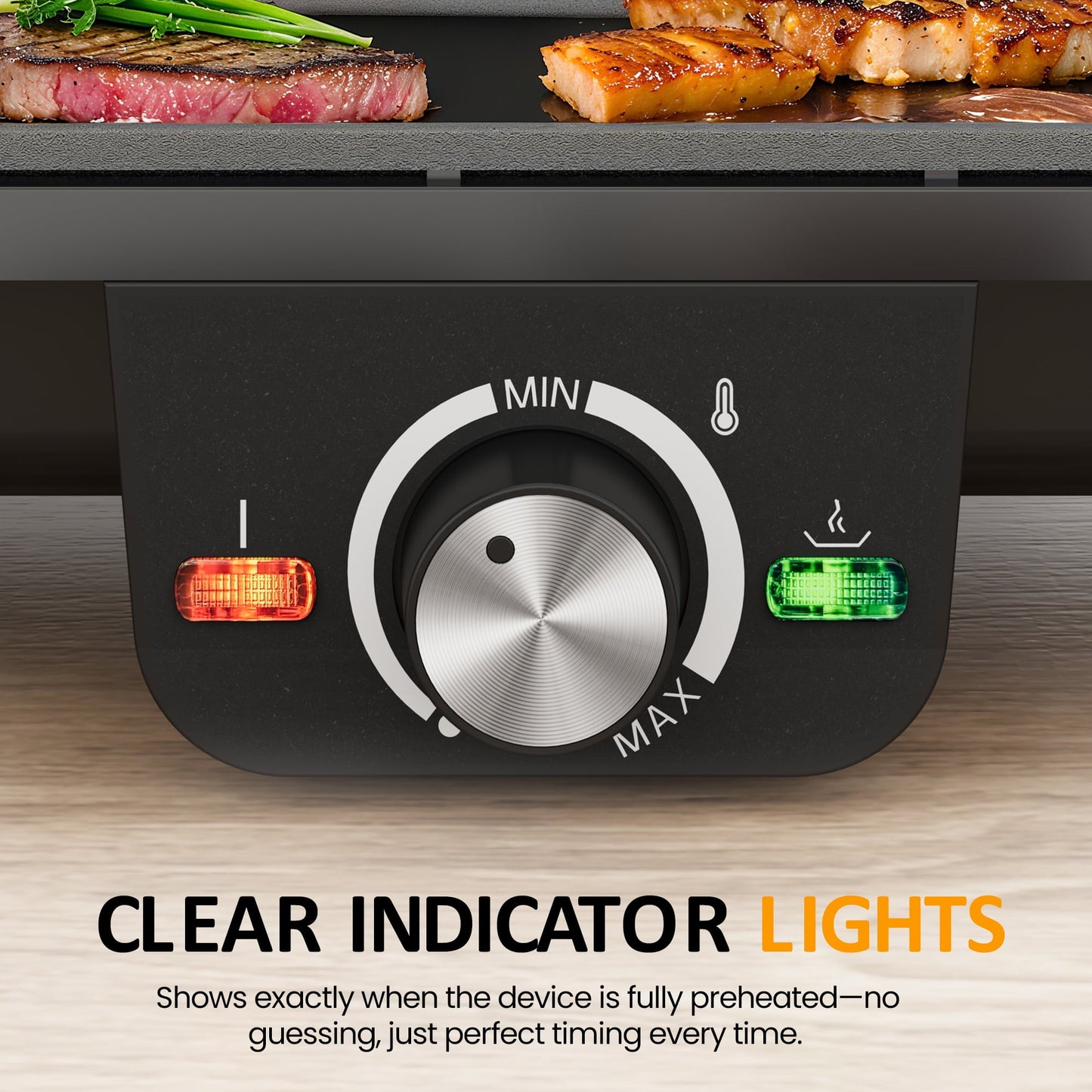 Heynemo 1600W Electric Griddle with Dual Cooking Zones