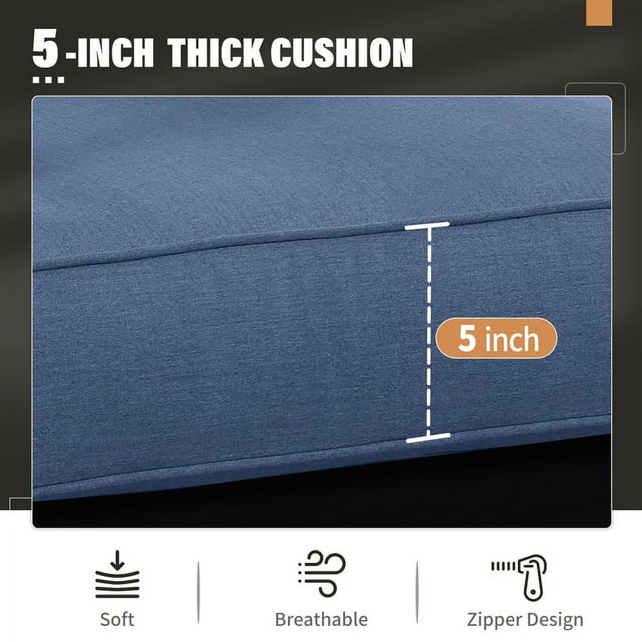 CozyHom 7 Seats Outdoor Patio Aluminum Furniture Sofa Set, Modern Outside Patio Conversation Sectional Sofa Chair Set with Cushions, Blue