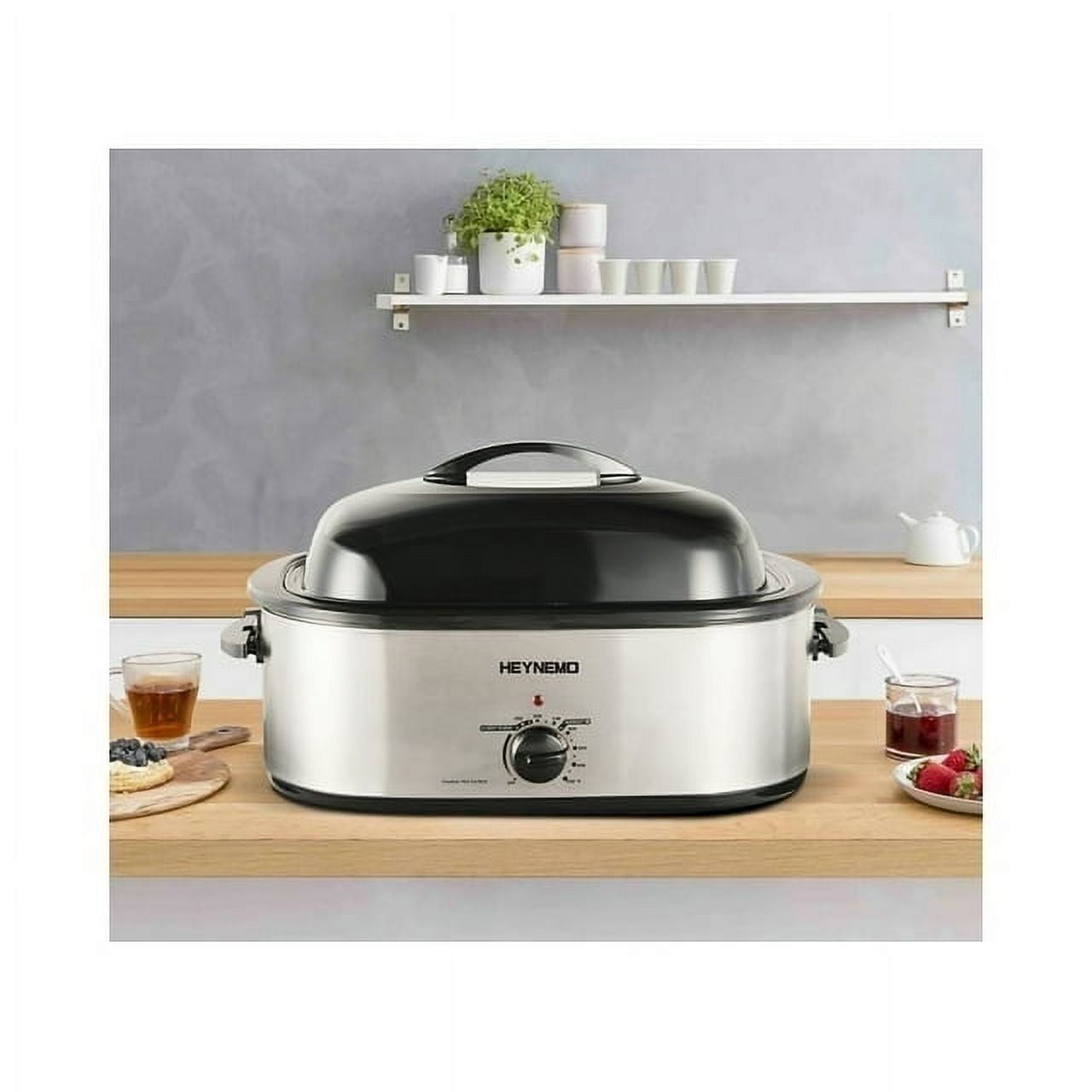 Superjoe 18 QT Electric Roaster Oven, Stainless Steel Roaster Pan for Turkey With Self-Basting Lid Removable Insert Pot, Silver