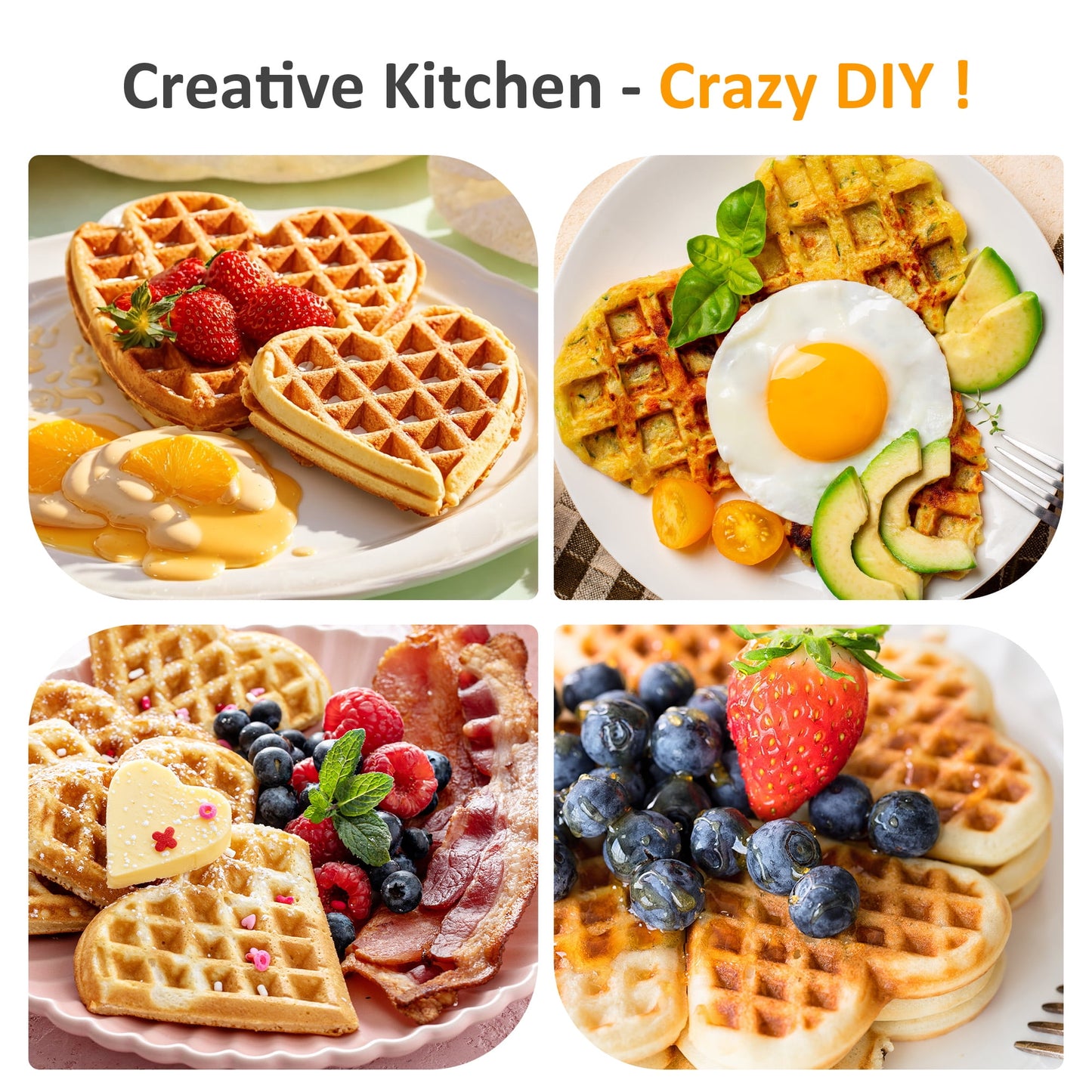 Cozy Home 5 Heart-Shaped Waffle Maker with Adjustable Temp