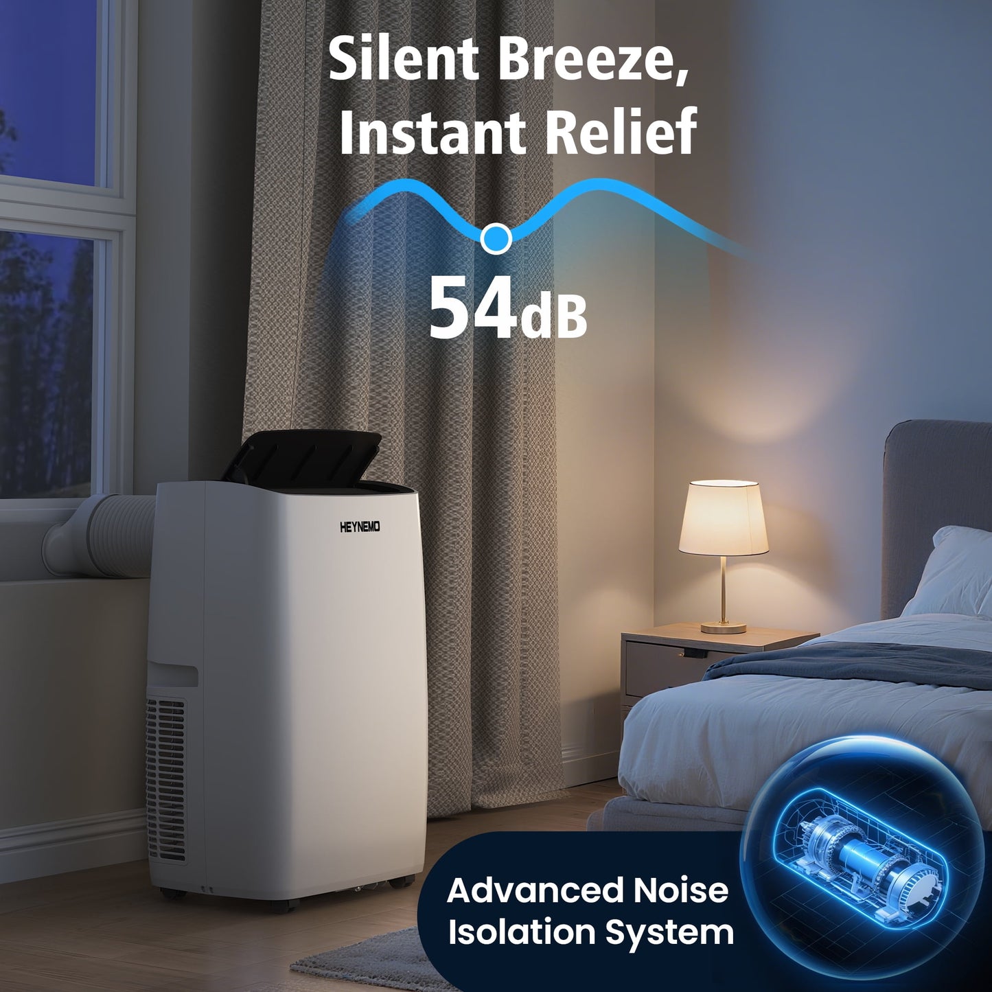 Heynemo 14,000 BTU 3-in-1 Portable Air Conditioner with Heat, Dehumidifier & Fan