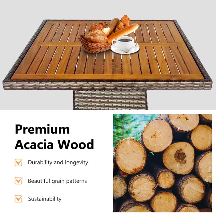 Superjoe 5 Piece Patio Dining Set,Wicker Patio Conversation Set with Table,4 - Person Square Outdoor Table and 4 Chairs with Cushions,for Backyard, Deck and Garden