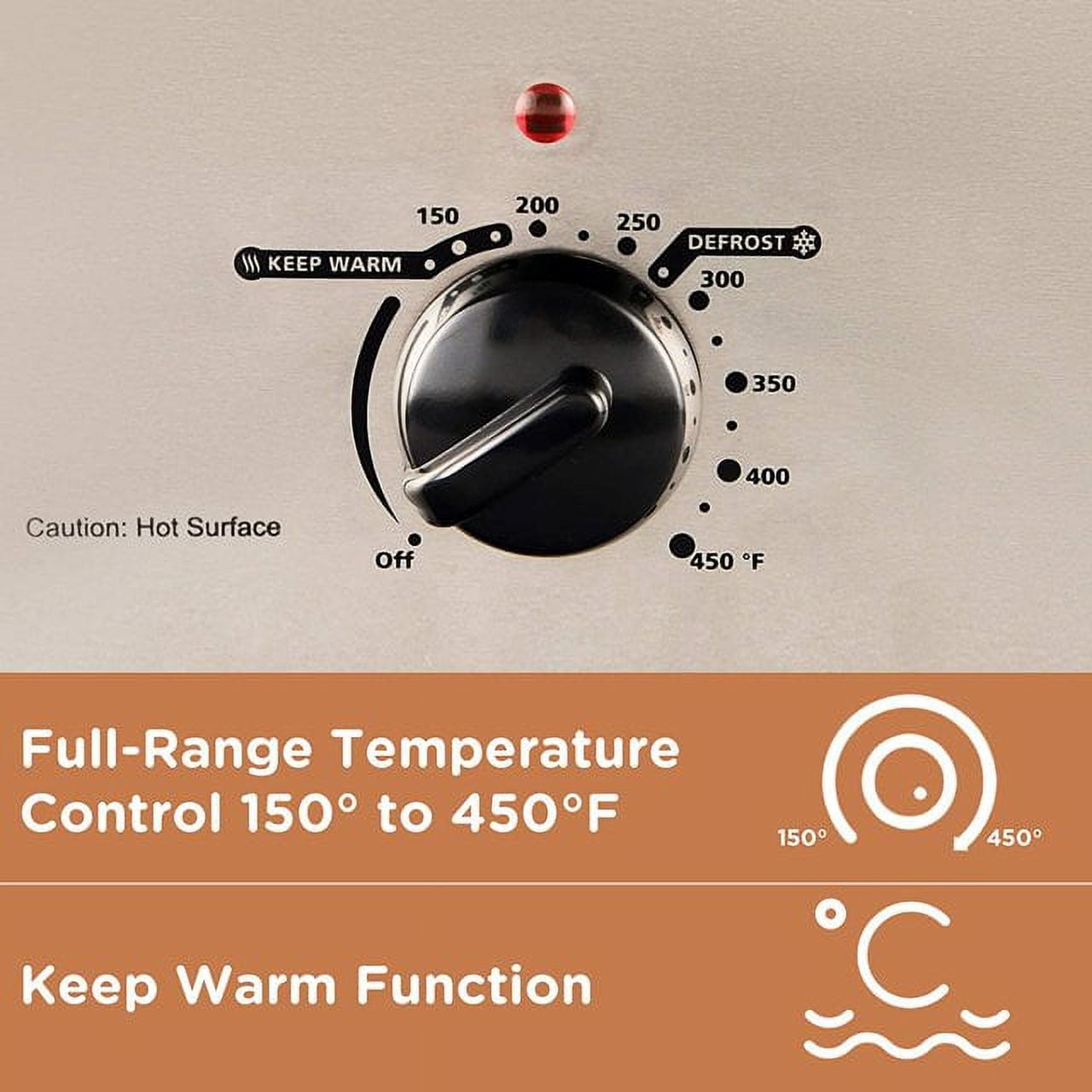 Superjoe 22 QT Electric Roaster Oven, with Self-Basting Lid, Stainless Steel Roaster Pan, Silver