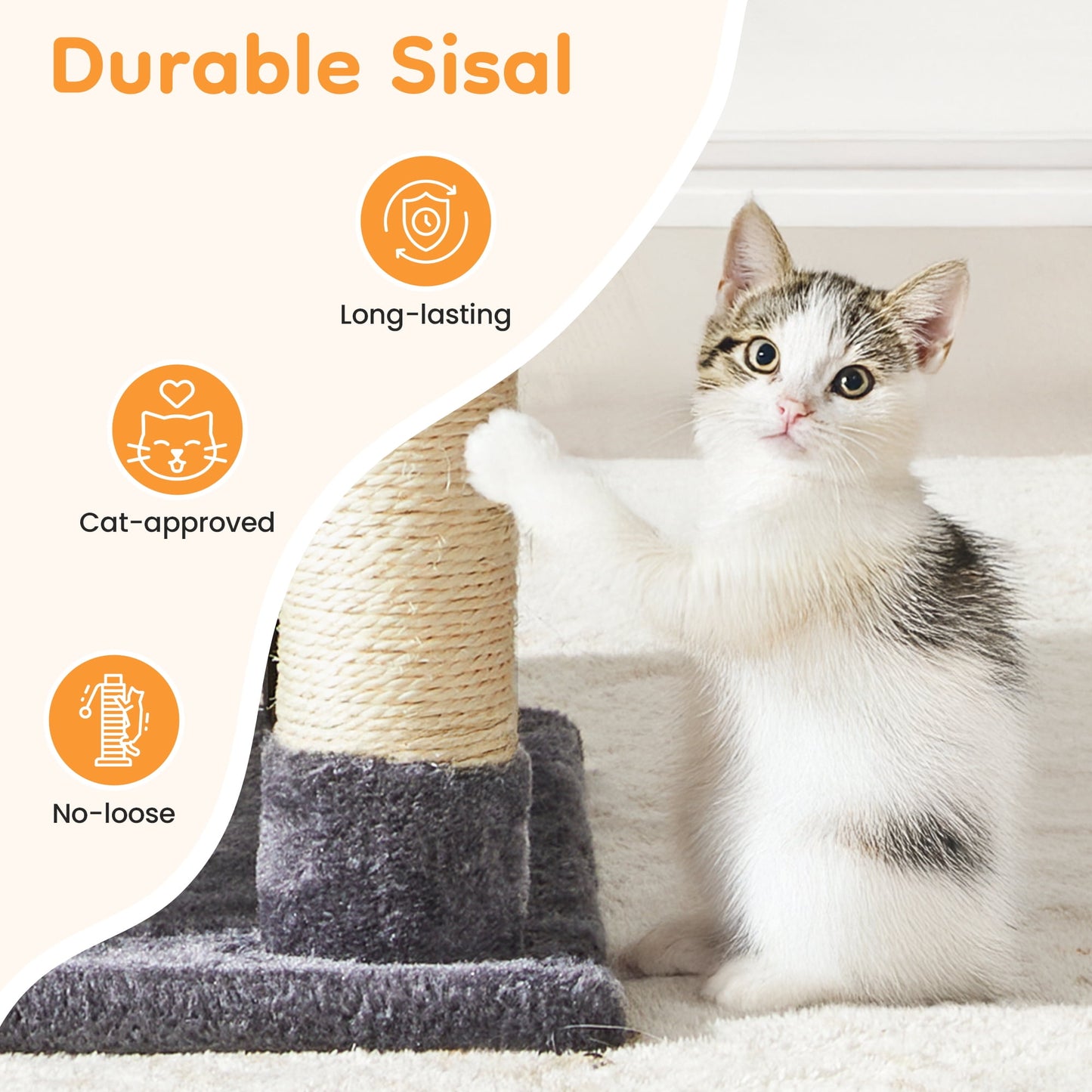 Heynemo Multi-Level Cat Tree Tower for Large Cats with Scratching Posts, Condos, Perch, Hammocks & Toys ¨C Modern Indoor Cat Jungle Gym for 2¨C3 Cats, 19.7" x 15.7" x 35.8", Dark Grey