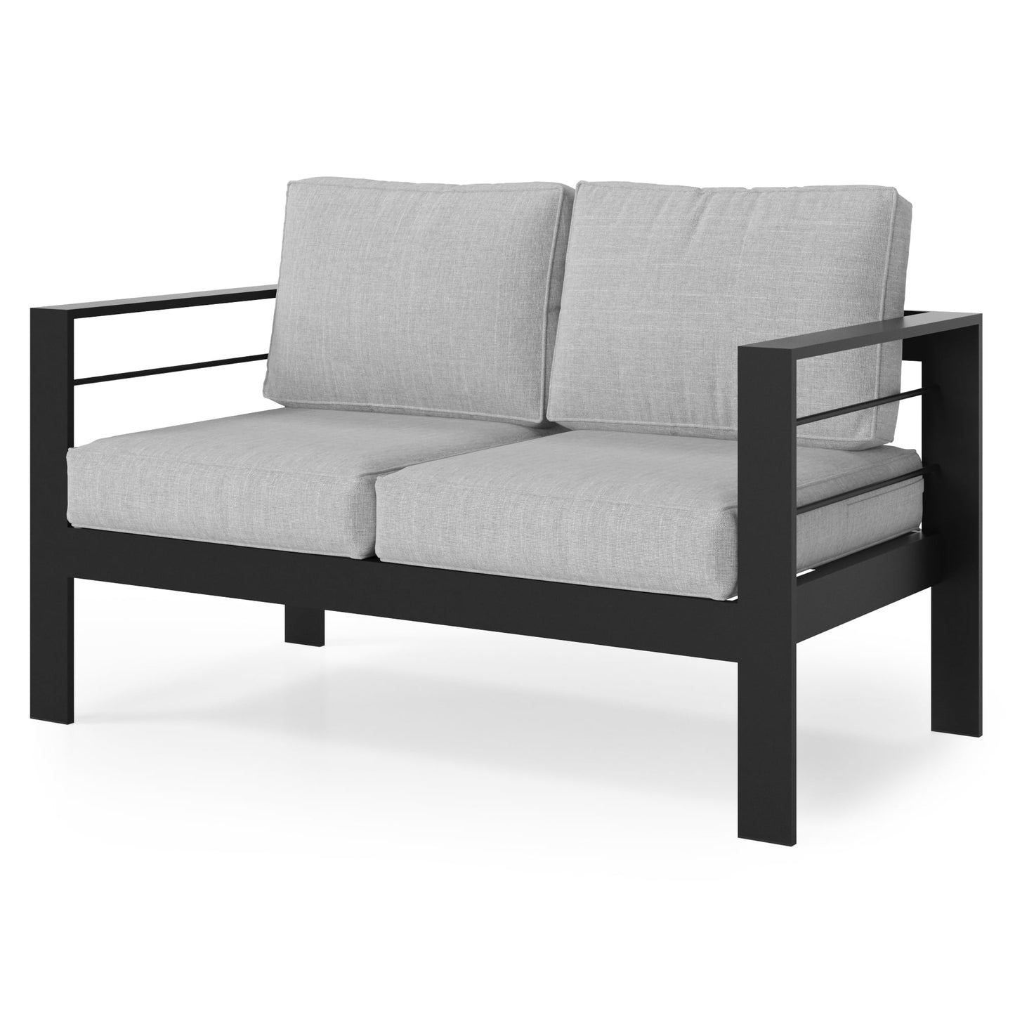 CozyHom 2-Seater Indoor Outdoor Patio Aluminum Armchair Furniture Sofa Sets With Cushions, Cozy Patio Conversation Sofa Chairs For Garden Living Room, Gray