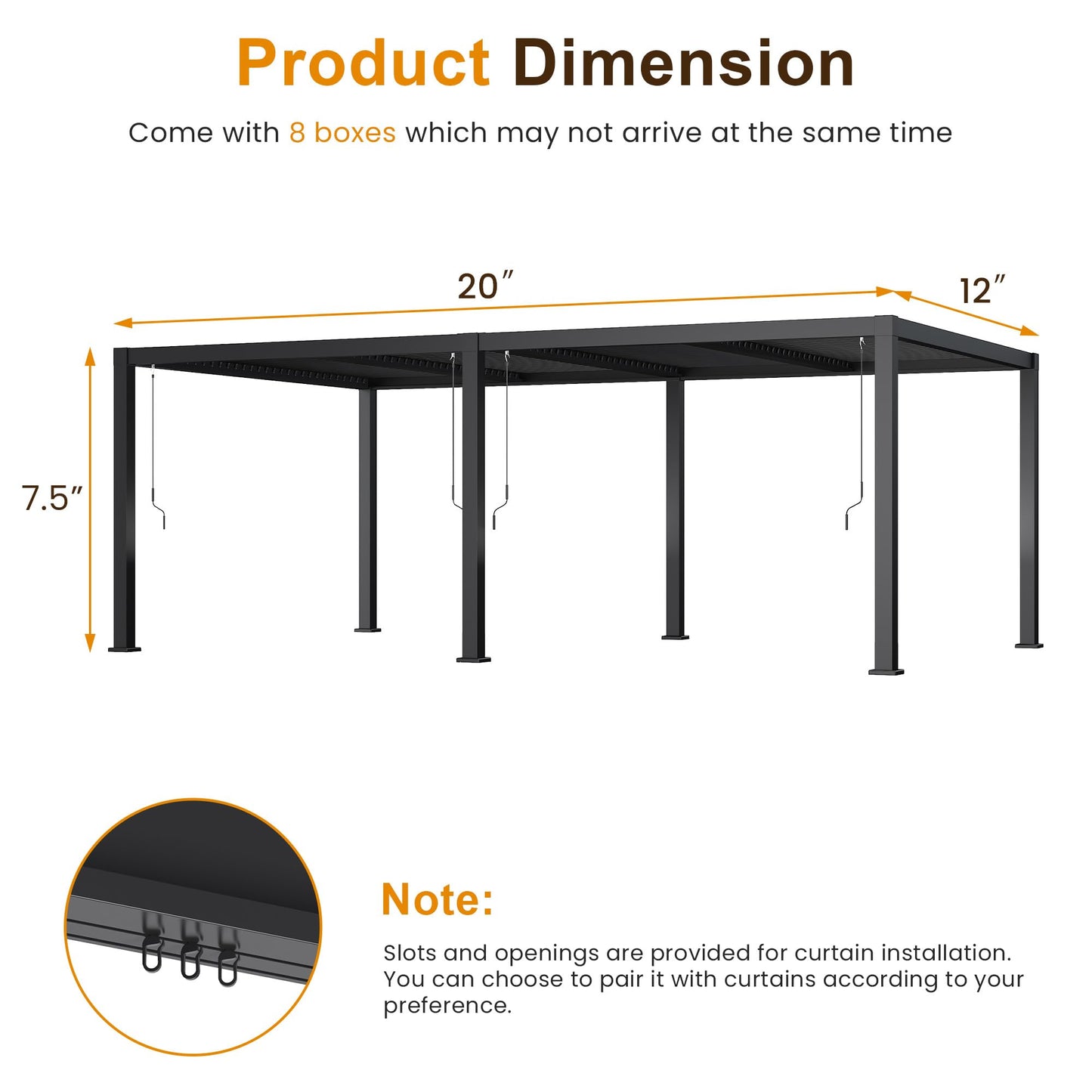 Heynemo 12'x20' Adjustable Louvered Pergola, Heavy-Duty Aluminum Outdoor Pergola, Adjustable Metal Hardtop Roof Pergola for Patio, Deck, Garden, Yard, Black