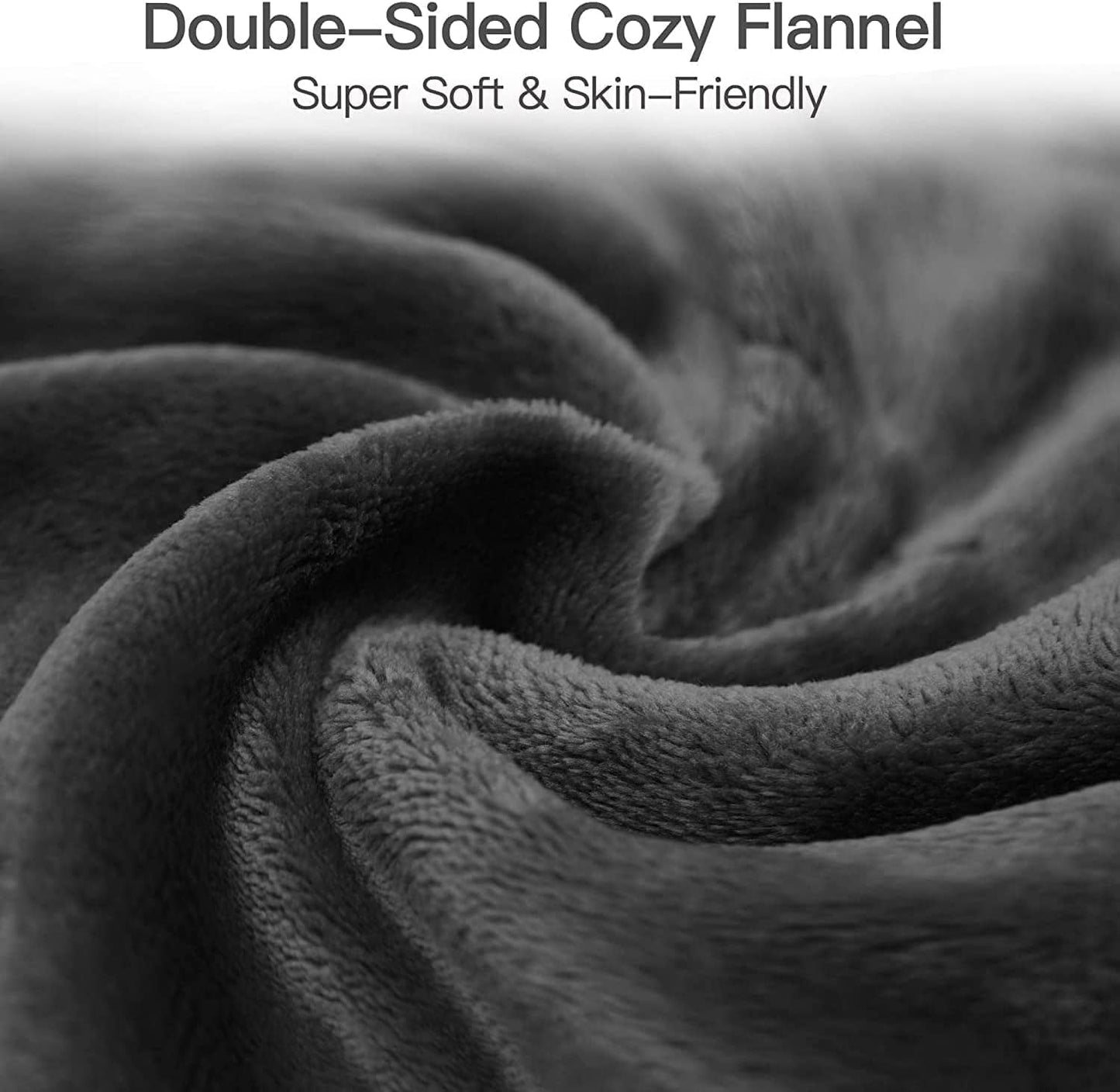 Heynemo Electric Heated Blanket 60" x 50" Double-Layer Flannel 4 Heat Settings and Auto-off, Grey