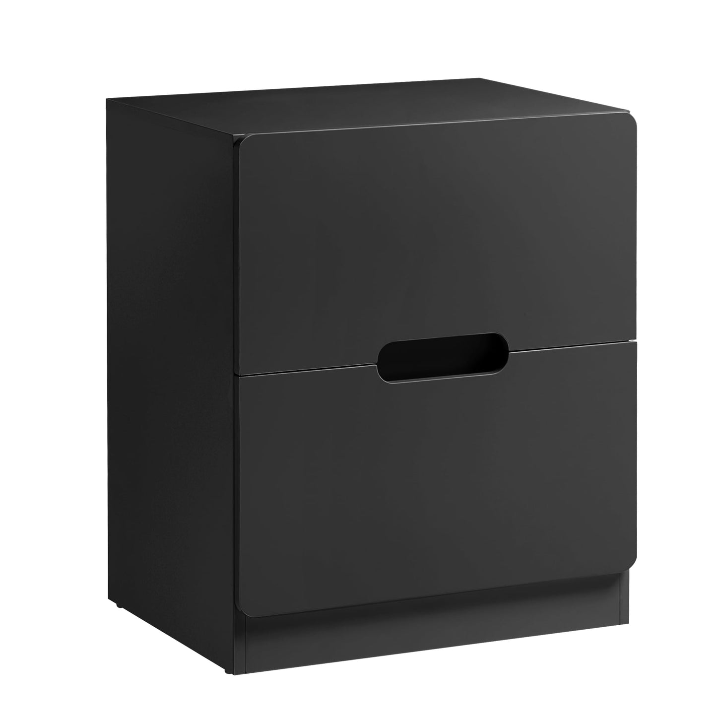 Heynemo Handless Nightstand with 2 Drawers, Modern End Table for Bedroom, Living Room, Hallway, Black