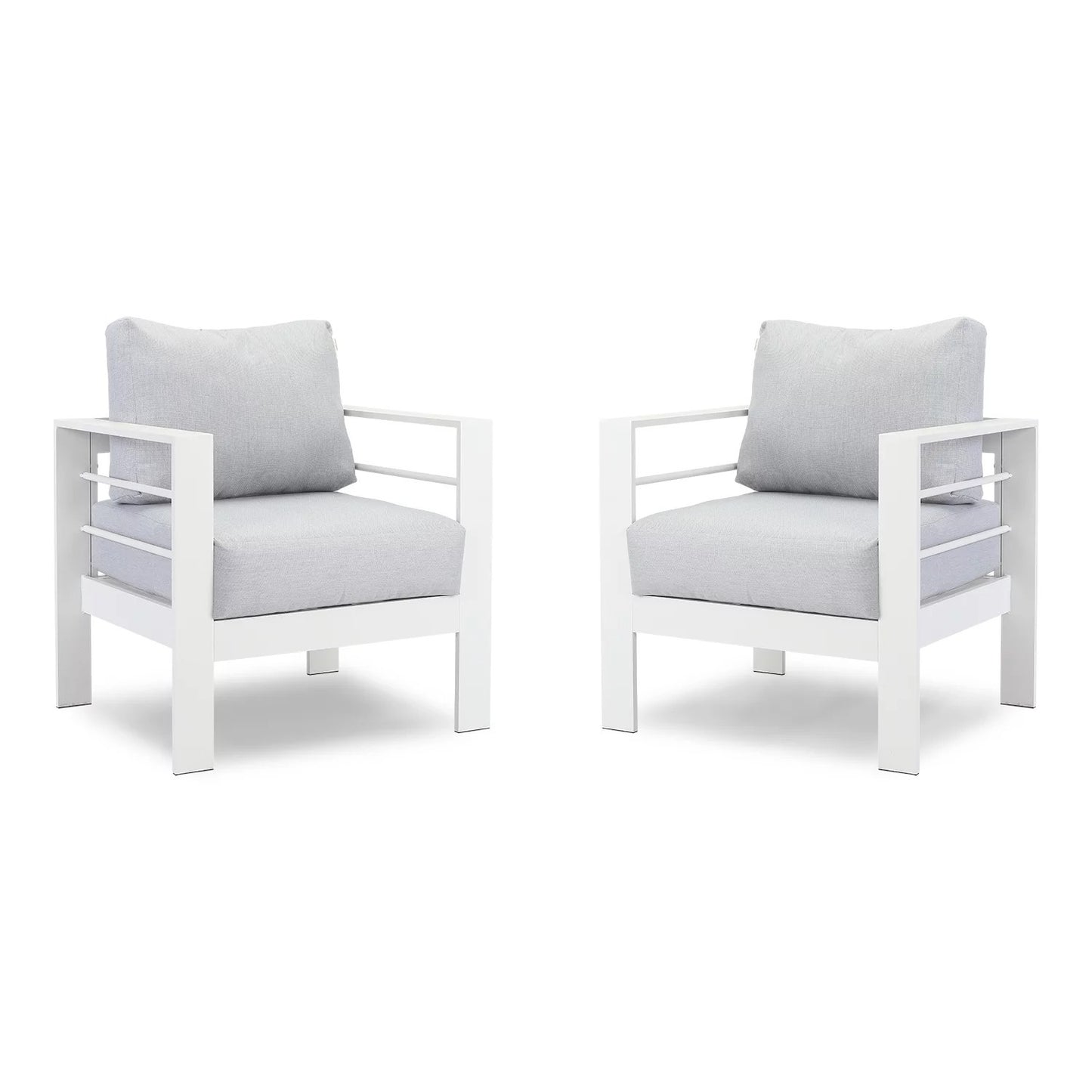 Superjoe Superjoe 2-Piece Outdoor Patio Aluminum Armchair Sofa with Cushions, White