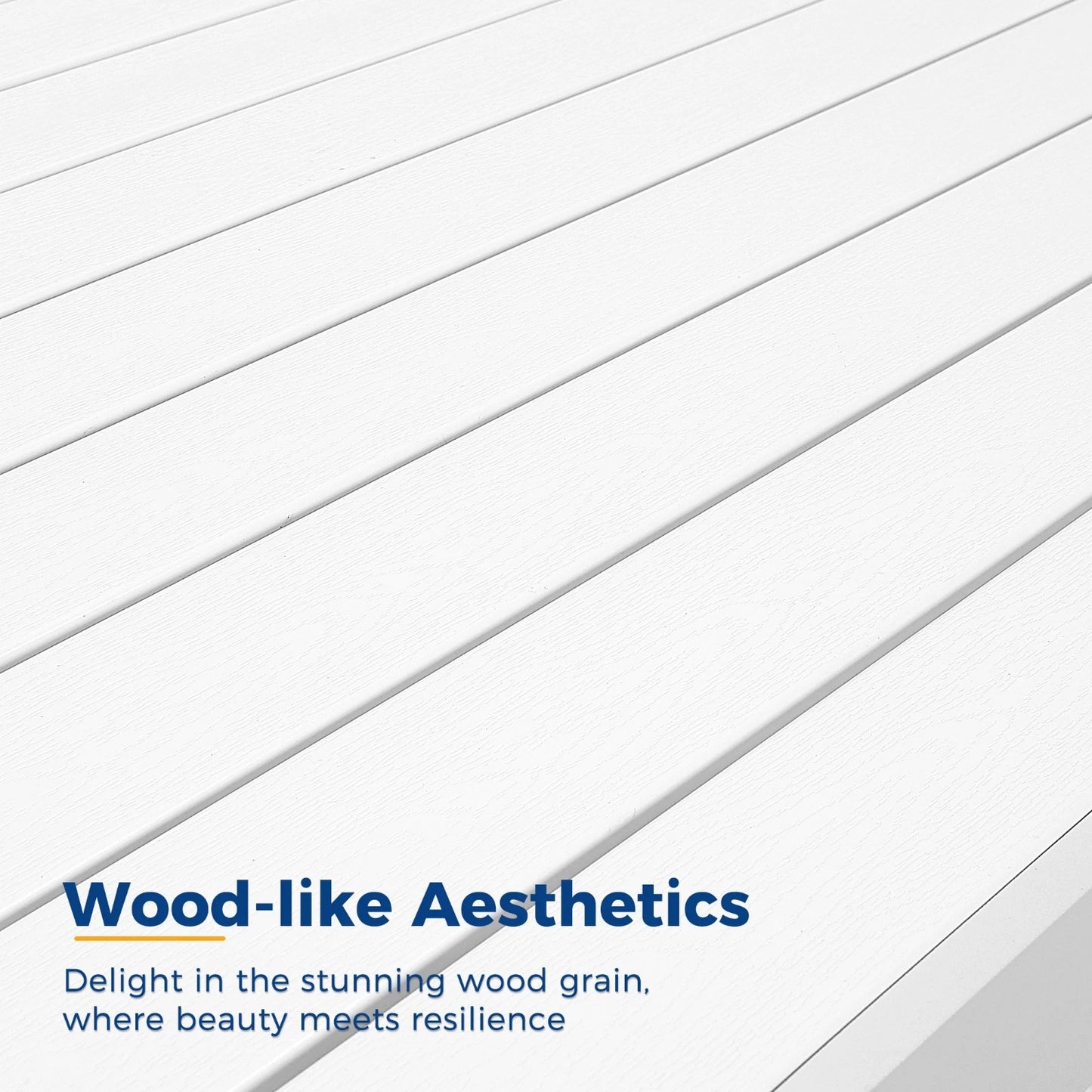 Superjoe Outdoor Aluminum Dinning Table All-Weather Metal Rectangle Table Heavy Duty Modern Patio Furniture for Balcony Garden, White