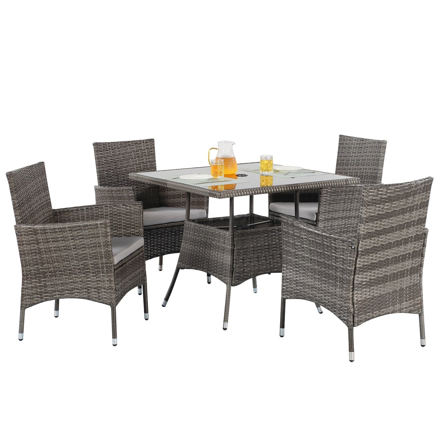 5 Pieces Wicker Patio Dining Set