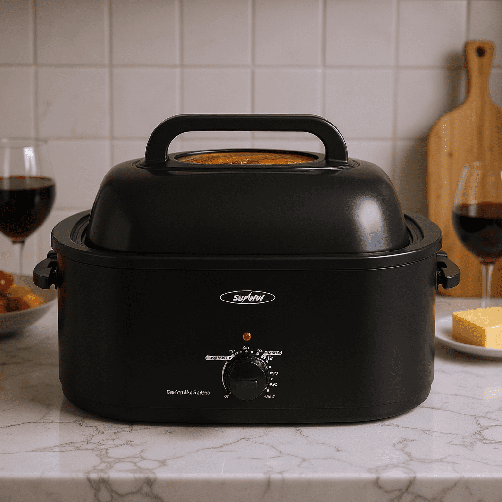 Sunvivi 24Qt Electric Rotisserie Roaster Oven - Large Capacity for Turkey/Chicken | Even Heating for Family Dinners, Holidays