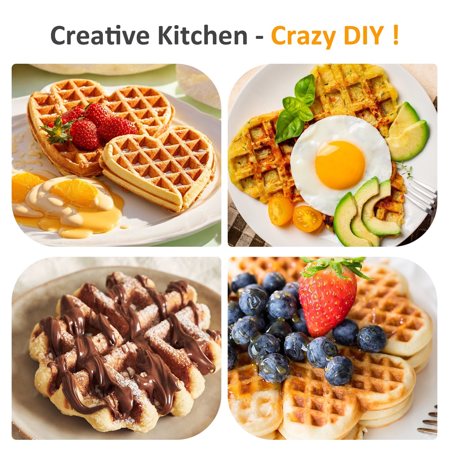 Heynemo Double Waffle Maker with Adjustable Temp, Heart Waffle & Classic Waffle Iron