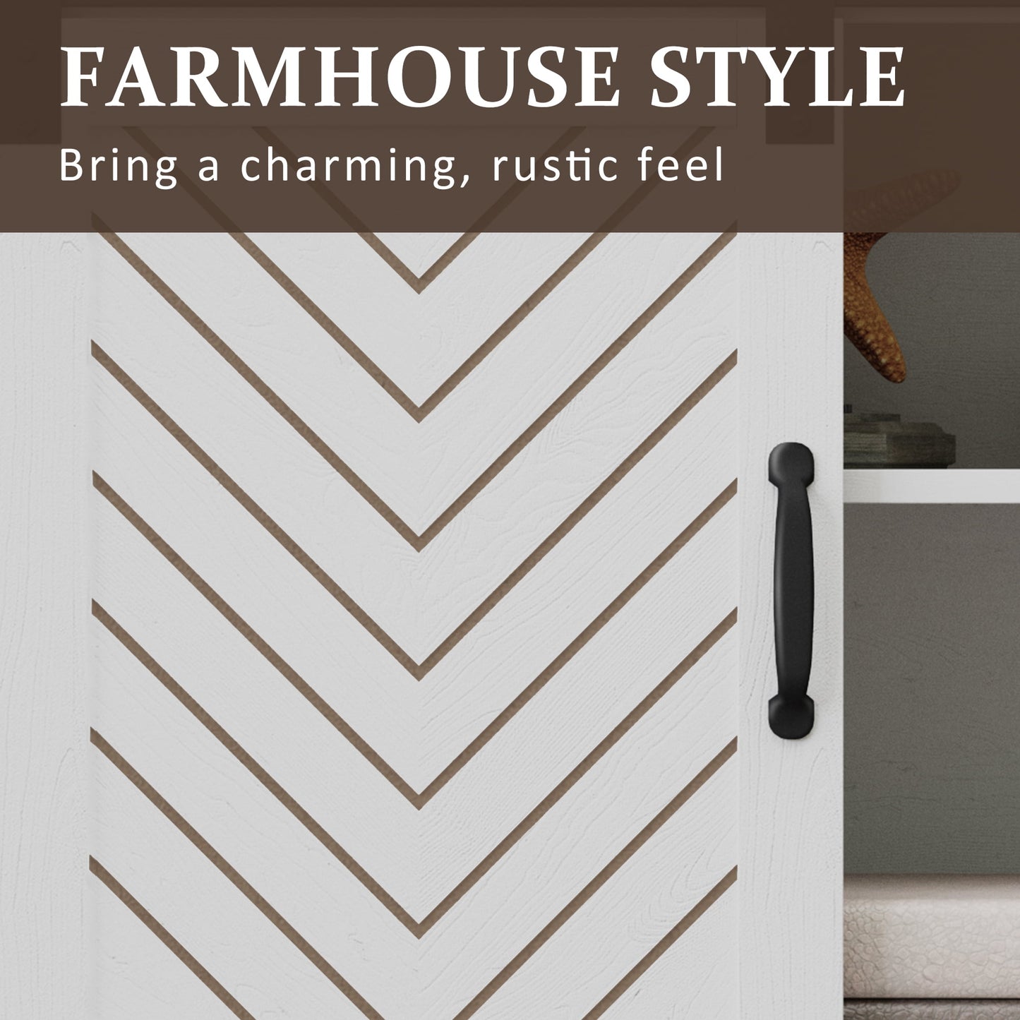Heynemo TV Stand for TVs up to 70", 34" Tall Entertainment Center w/Sliding Doors, Modern Wood Media Console Storage Cabinet for Living Room Bedroom, Wood-Tone and White
