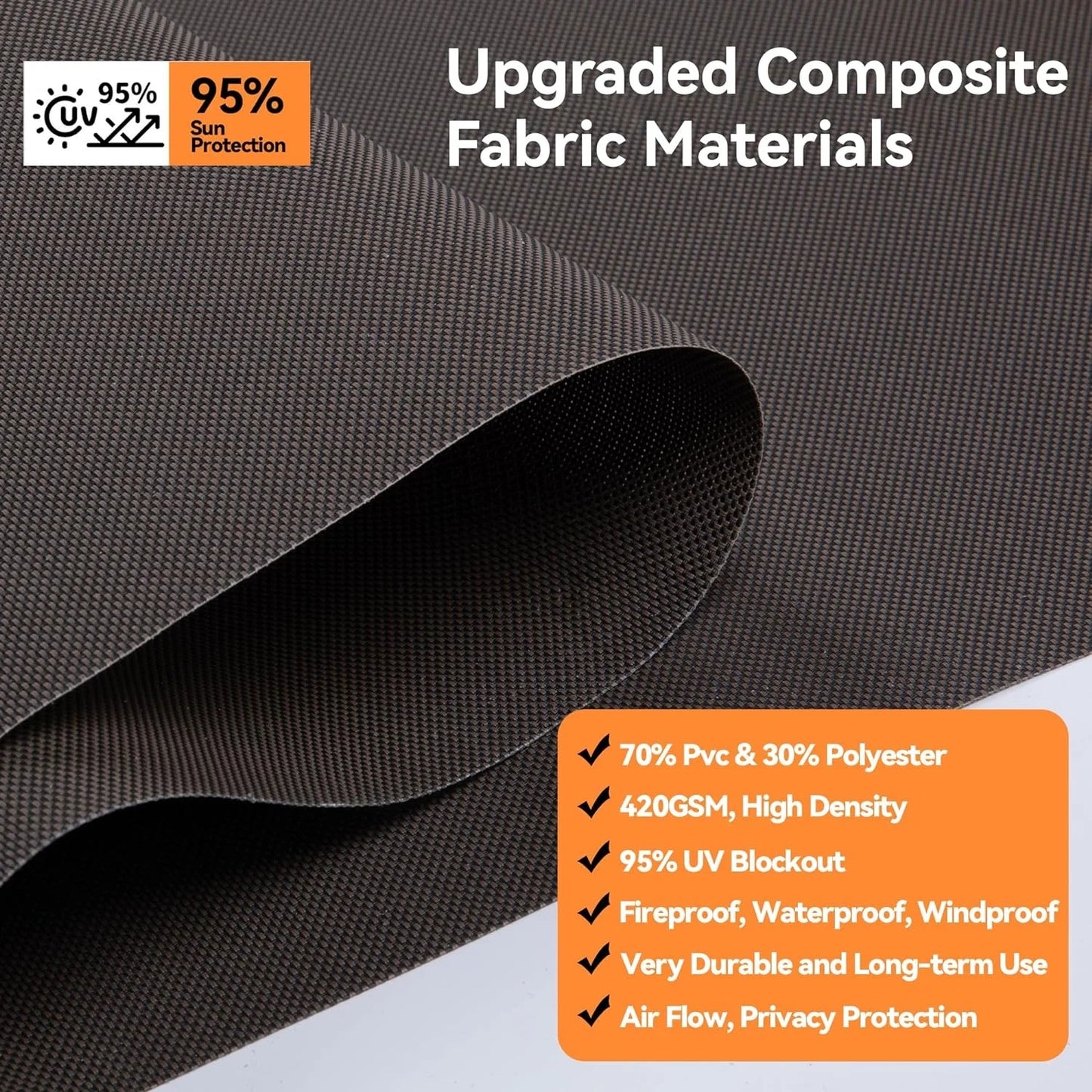 CozyHom Outdoor Roller Shades for Patio with Valance, New Material Outdoor Blinds with 95% UV Blockout, Cordless Exterior Roller Shades with Crank Handle for Balcony Patio Porch