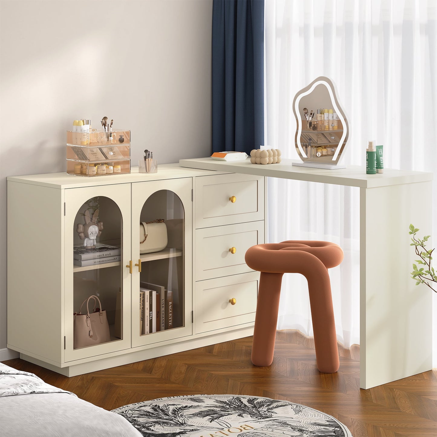 May in Color Modern Dressing Table and Chest of Drawers Combo, 3 Drawers & 2 Doors, Perfect for Bedroom, Dressing Room