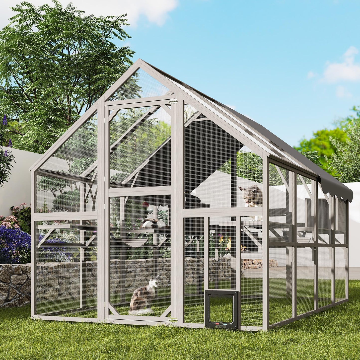 Keygarzone Outdoor Cat Enclosure 110"L x 74.5"W x 74.5"H
