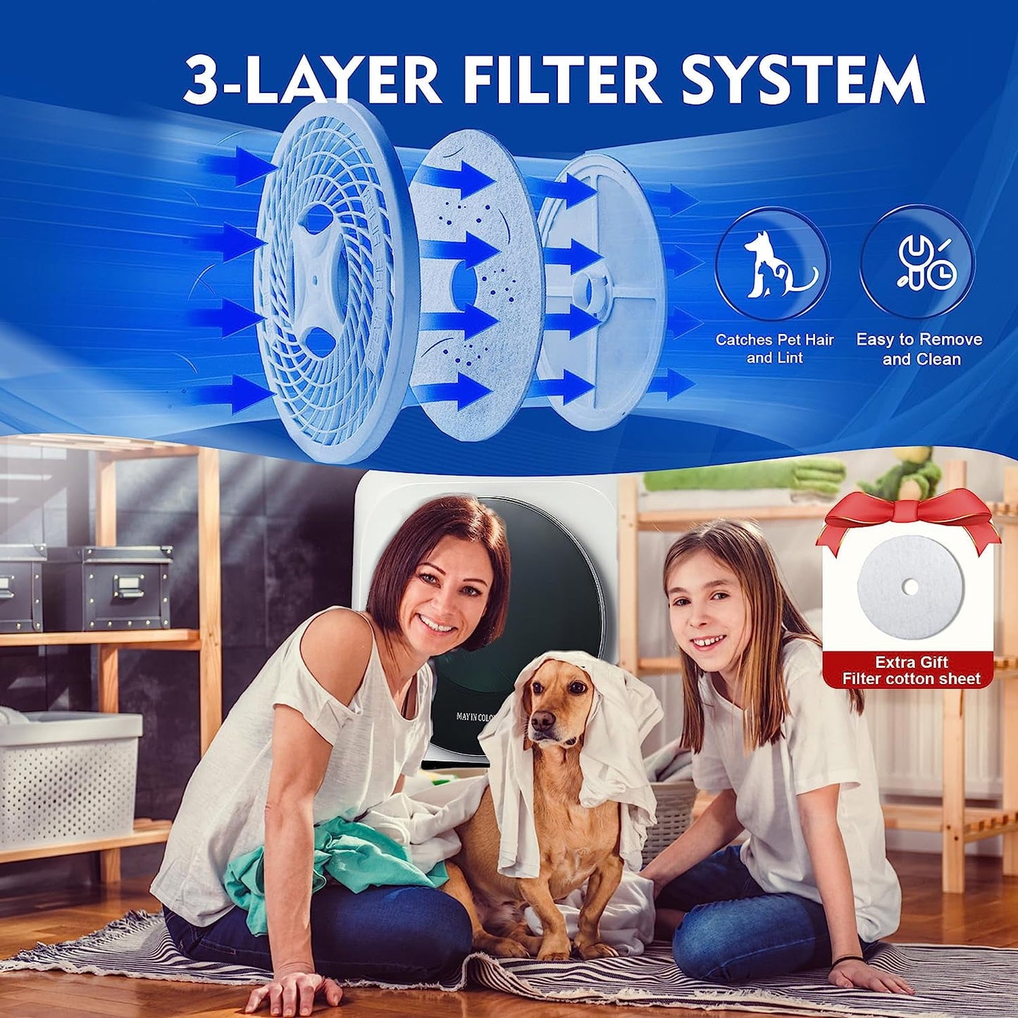 Portable Clothes Dryer 8.8 Lbs Compact Electric Dryer with Smart Moisture Sensor 850W Dryer with LCD Control Panel Tumble for RV Apartment Dorm Home, White