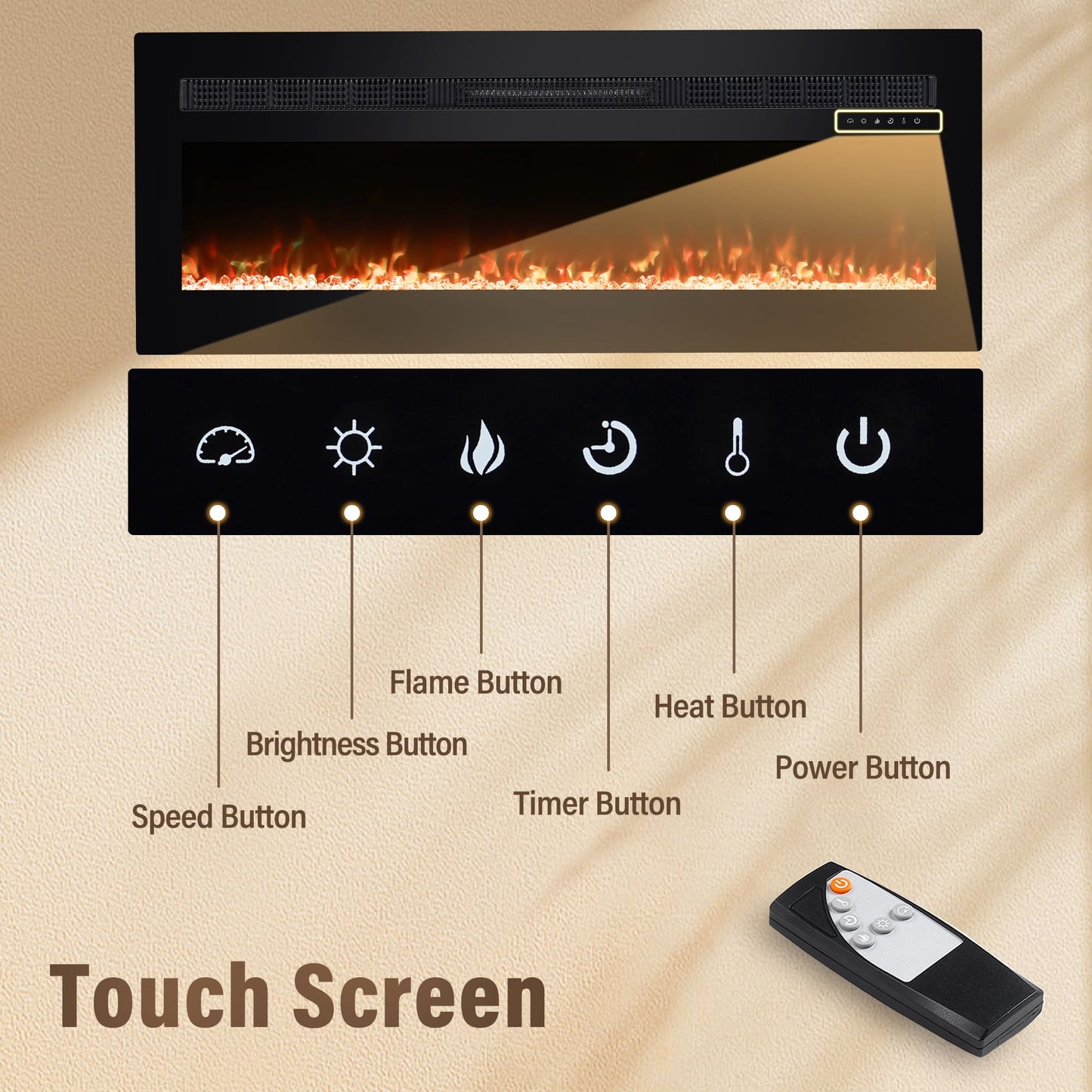 CozyHom 60 Inch Electric Fireplace Recessed Wall Mounted Electric Fireplace Inserts, Adjustable Flame Colors & Temp Fireplace with Touch Screen and Remote Control