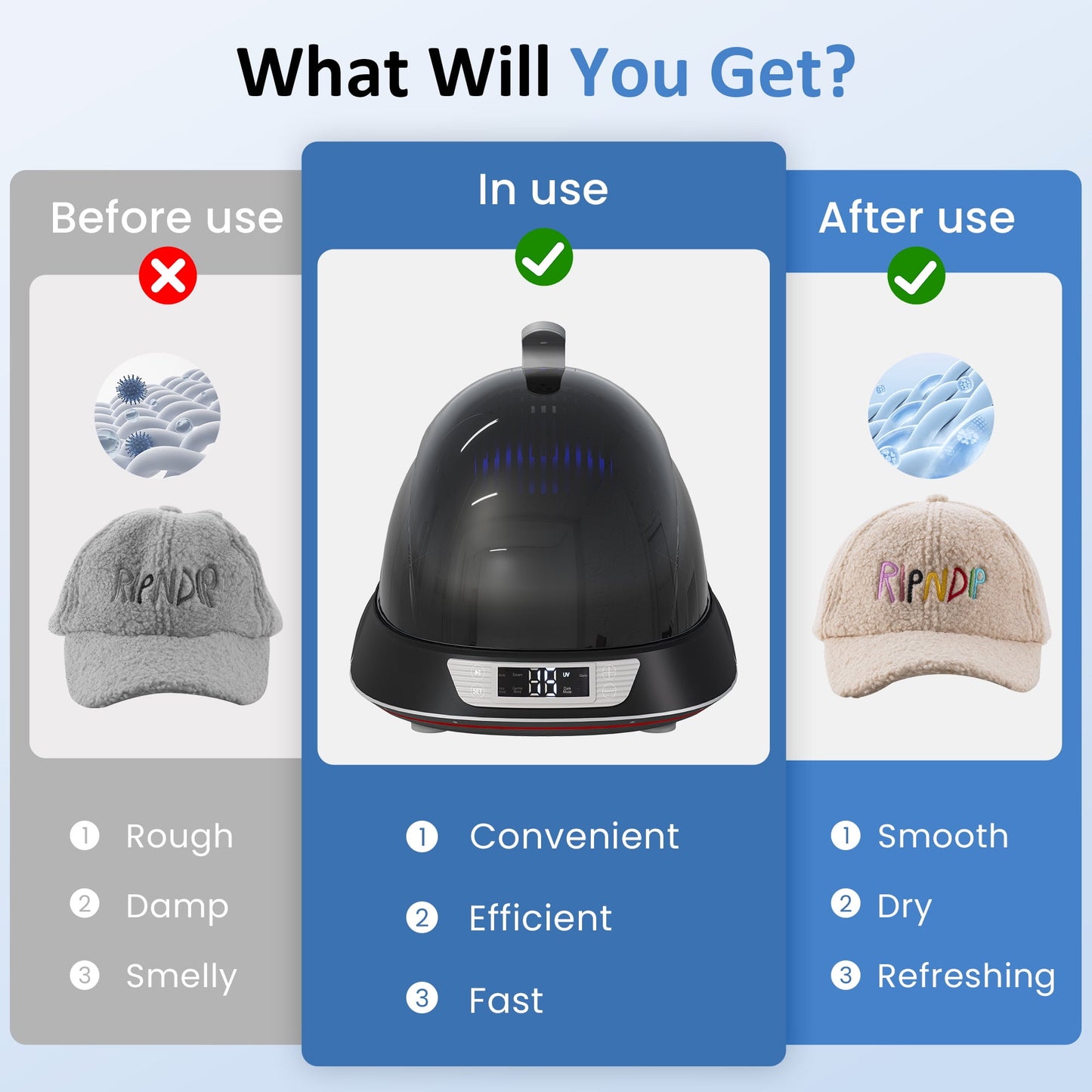 Superjoe Helmet & Cap Care Machine, Black Hat Helmet Care Machine with Steam Iron, UV Light, O? ozone & 3-Color Lighting, Restore Misshapen Cap Shape, Helmet Hat Cleaner for Various Hats and Helmets