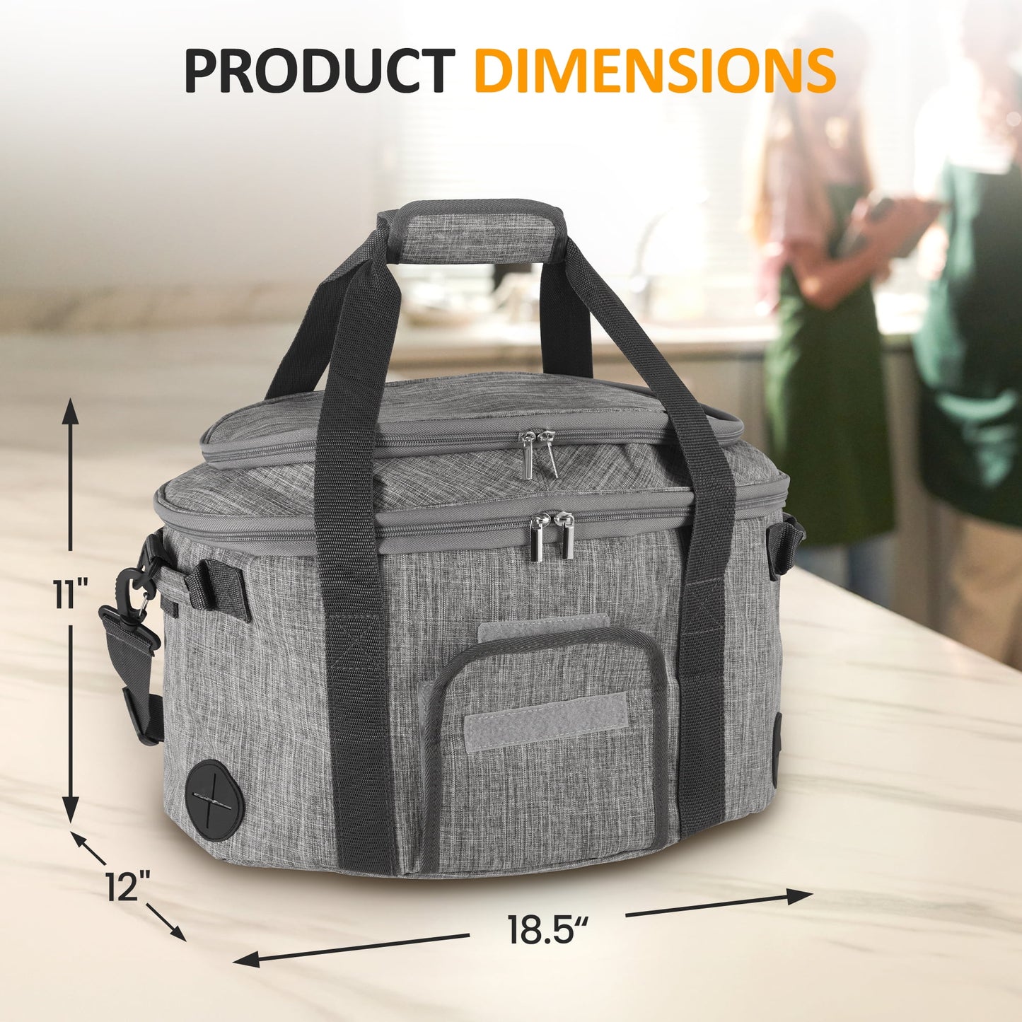 Large Capacity Insulated Slow Cooker Bag for 6-8QT, Portable Carrying Case with Transparent Window, Storage Pockets & Adjustable Straps for Outdoor Events, Family Gatherings & Potlucks