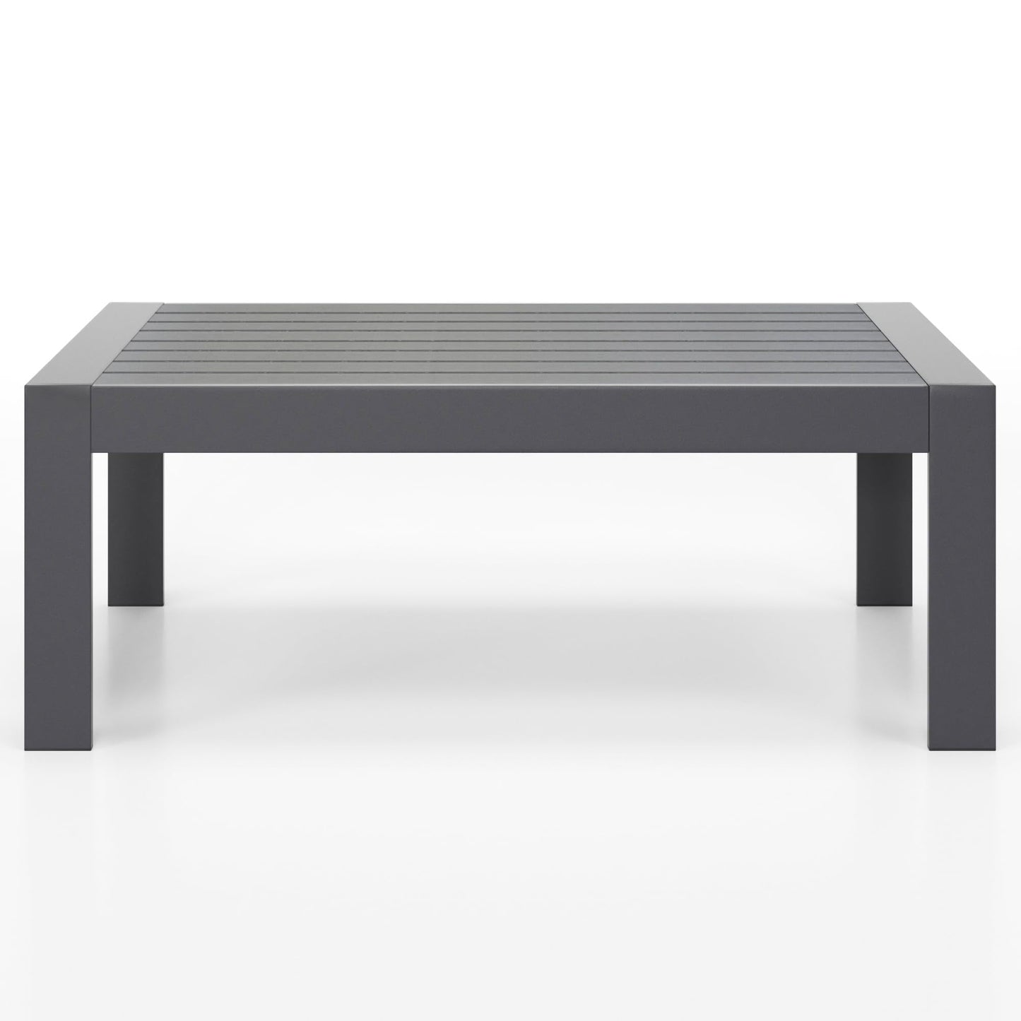 CozyHom Outdoor Patio Furniture Metal Coffee Table, Rectangle Side Table Metal End Table Small Patio Coffee Table For Porch Yard Balcony Garden, White