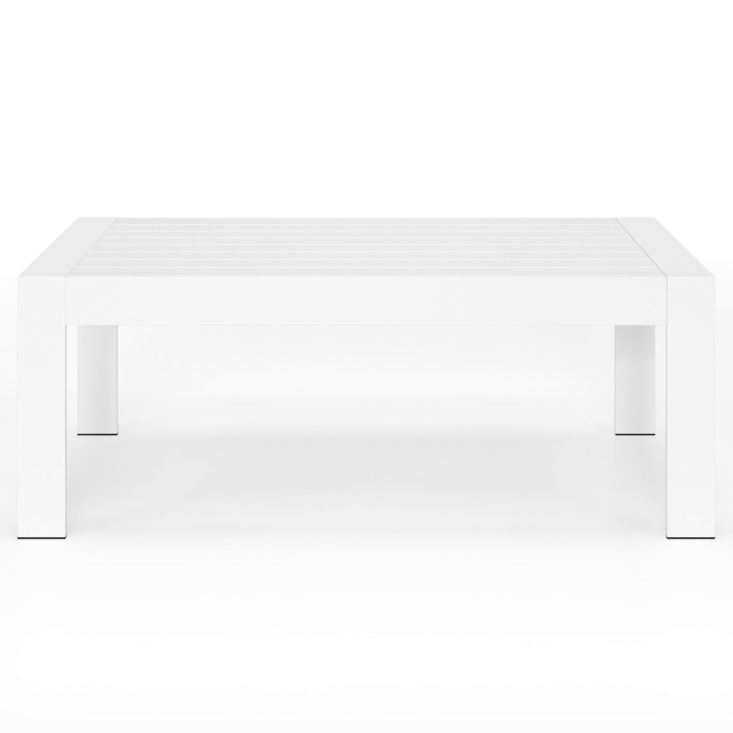 CozyHom Outdoor Patio Furniture Metal Coffee Table, Rectangle Side Table Metal End Table Small Patio Coffee Table For Porch Yard Balcony Garden, White