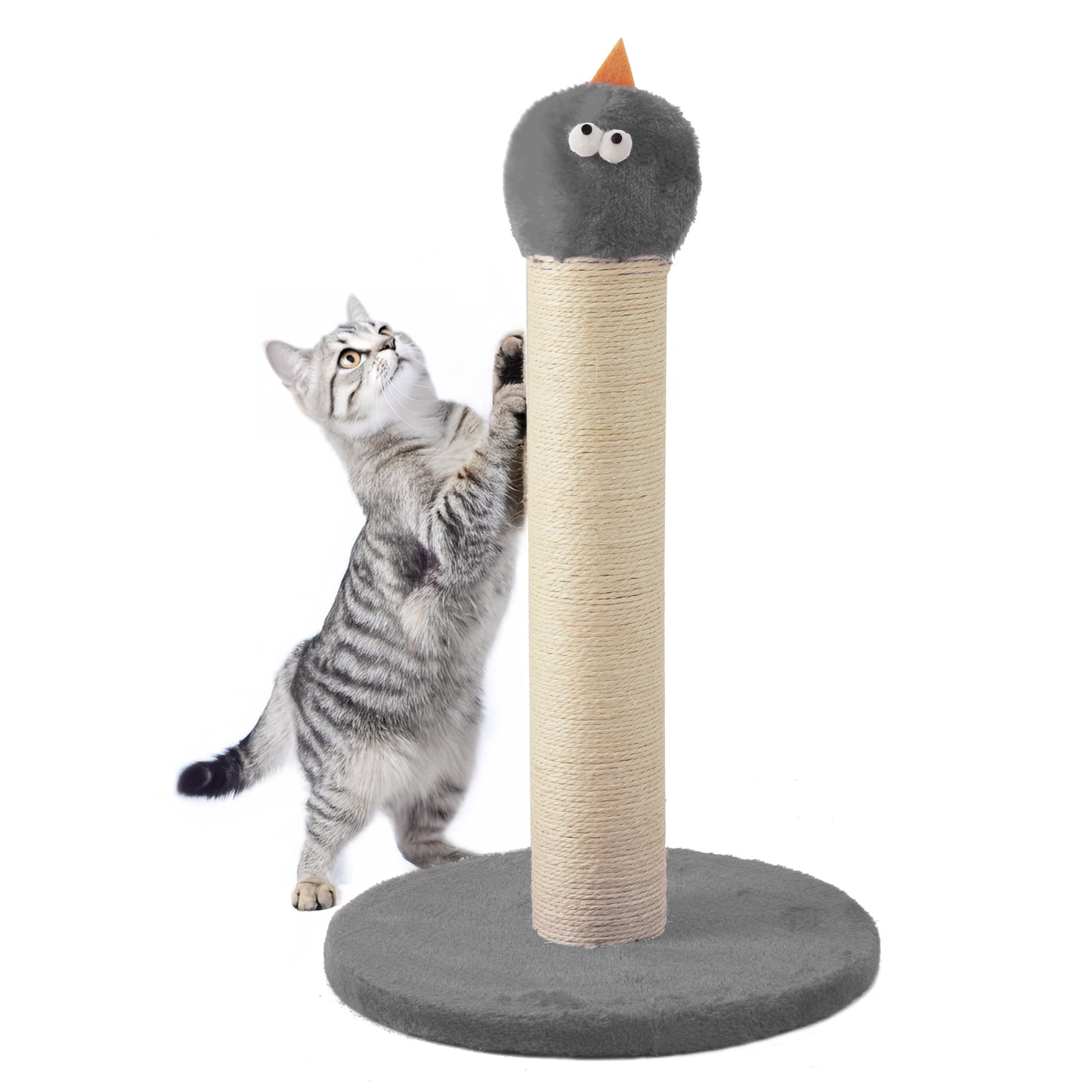 Heynemo 22-Inch Cat Scratching Post , Durable Sisal Scratch Post for Indoor Cats, Monster-Shaped Cat Scratcher for Kittens & Large Cats, Grey