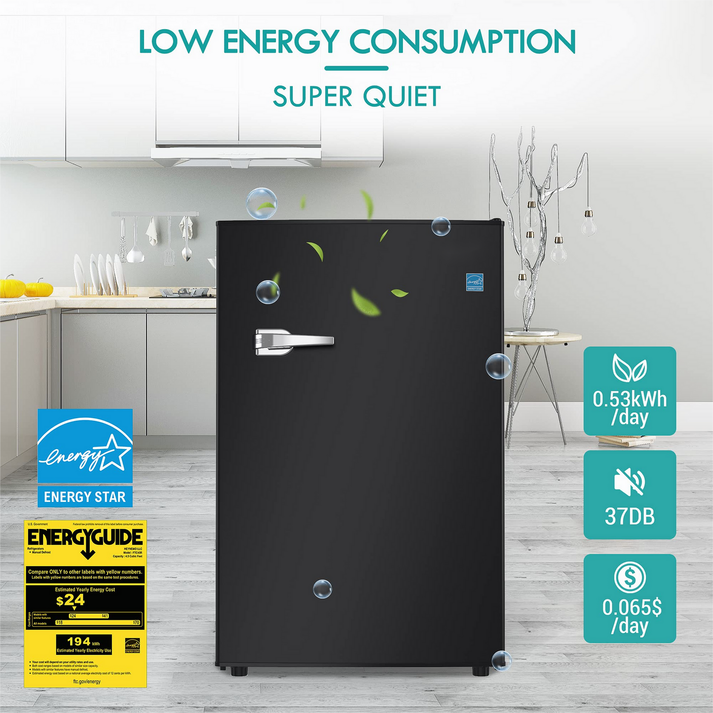 SUNVIVIPRO 4.5 Cu.Ft Small Retro Compact Refrigerator with handle