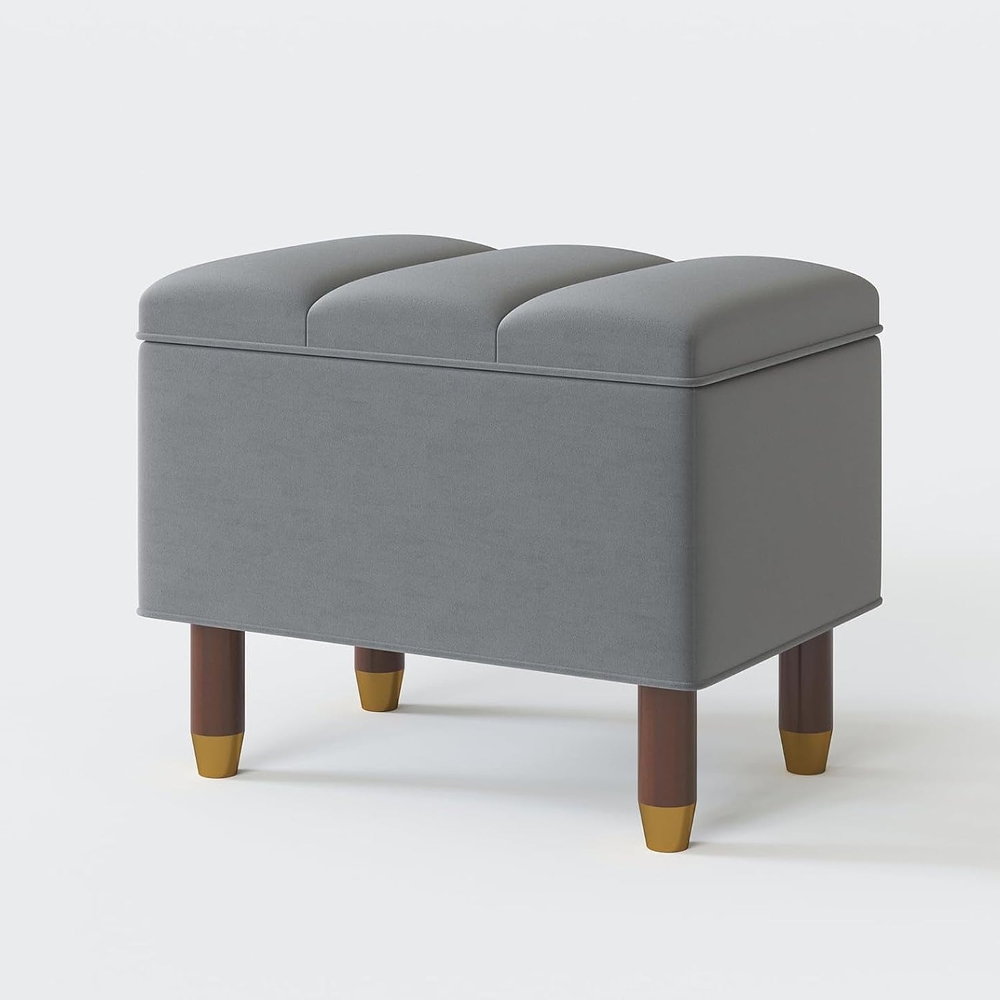 Heynemo Suoperjoe Square Storage Ottoman, Vanity Chair Footstools, Support 300lbs Versatile Seat for Living Room, Bedroom and Entryways, Dark Gray