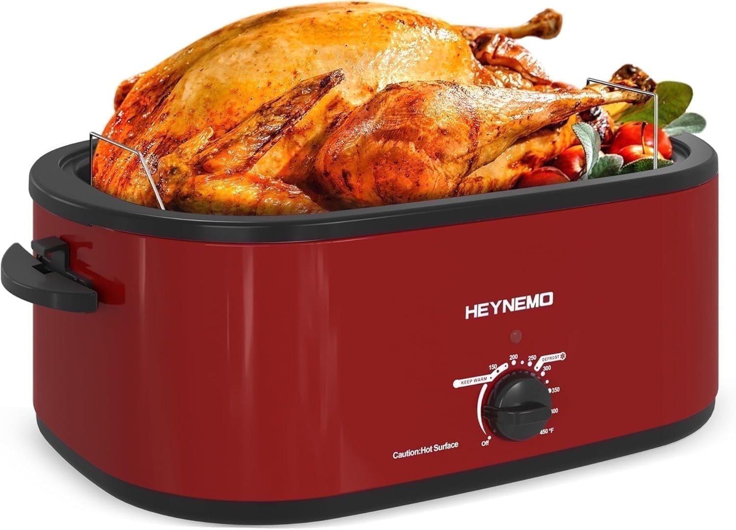 Superjoe 22QT Electric Roaster Oven, with Self-Basting Lid, Stainless Steel Roaster Pan, Red