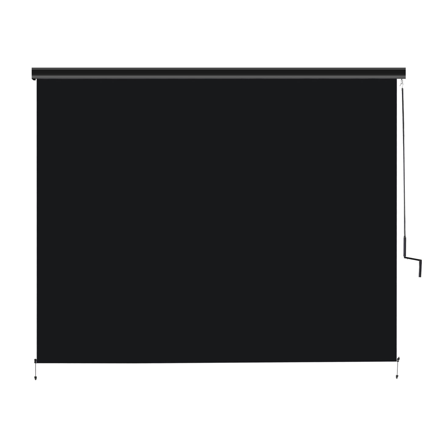 Superjoe 6x8 ft Crank Outdoor Operated Roller Shade Patio Cordless Blinds 95% Block, Black