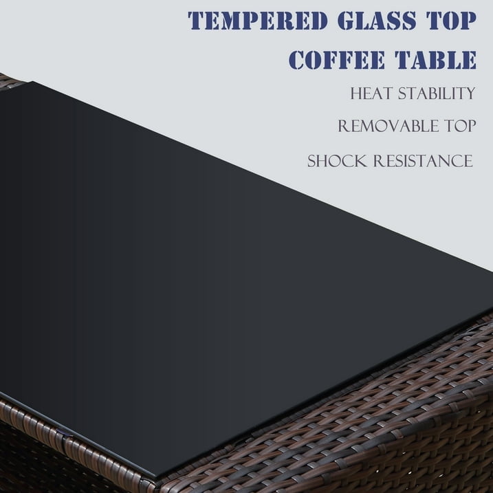 Superjoe 4 Pcs Patio Furniture Set All-Weather Wicker Rattan Conversation Set Outdoor Sofa Seating, Beige