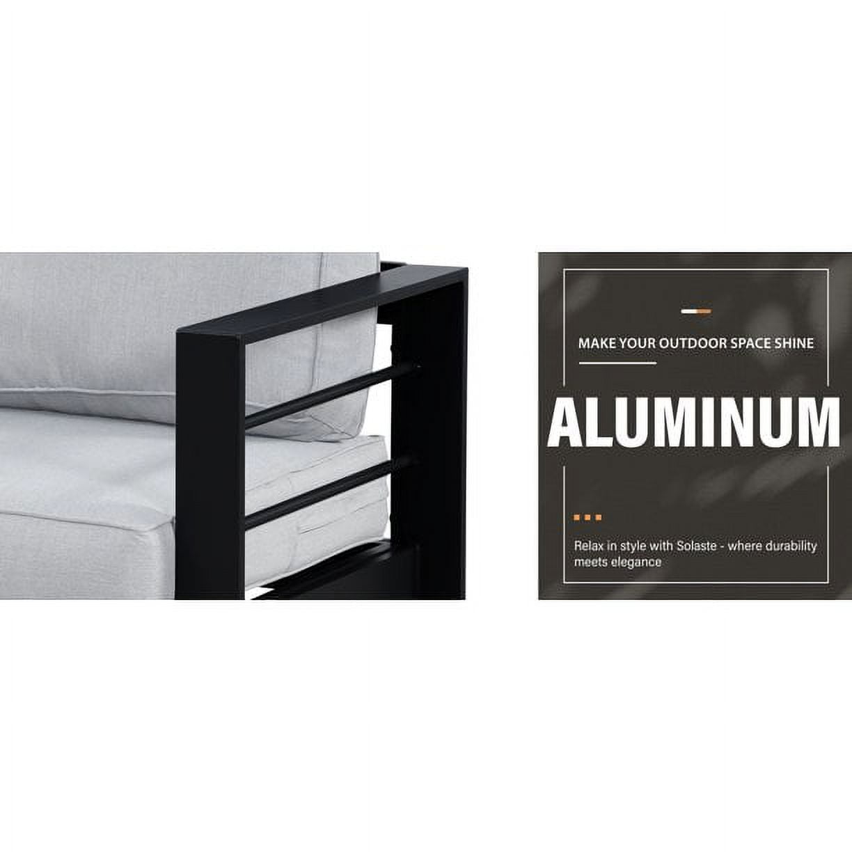 CozyHom 3 Seats Outdoor Patio Metal Sofa Aluminum Sofa Furniture Set, Outside Conversation Couch With Cushions, Gray