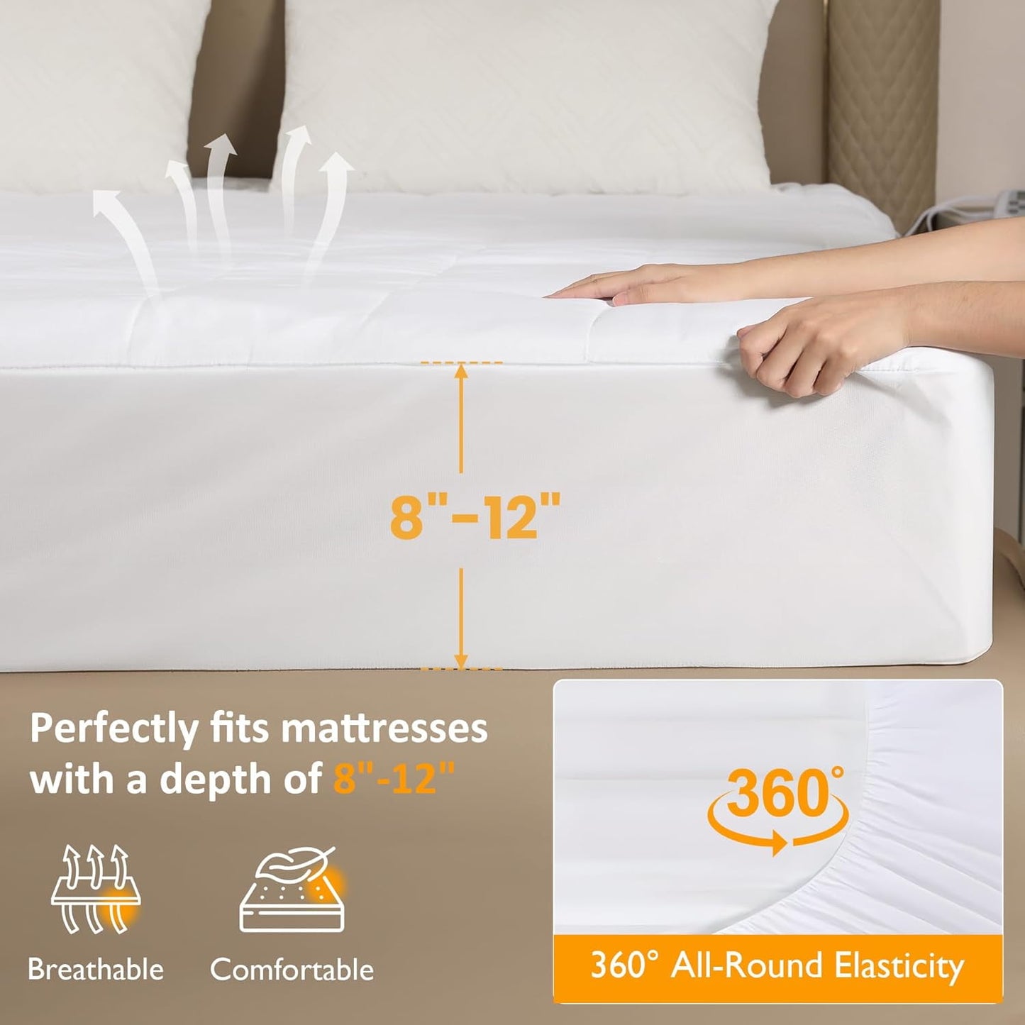 Heynemo Queen Electric Heated Mattress, Queen Size Bed Mattress Pad with Dual Controller, Full Bed Warmer with 12-Hour Timer & 10 Heat Settings, Machine Washable, 60" x 80"